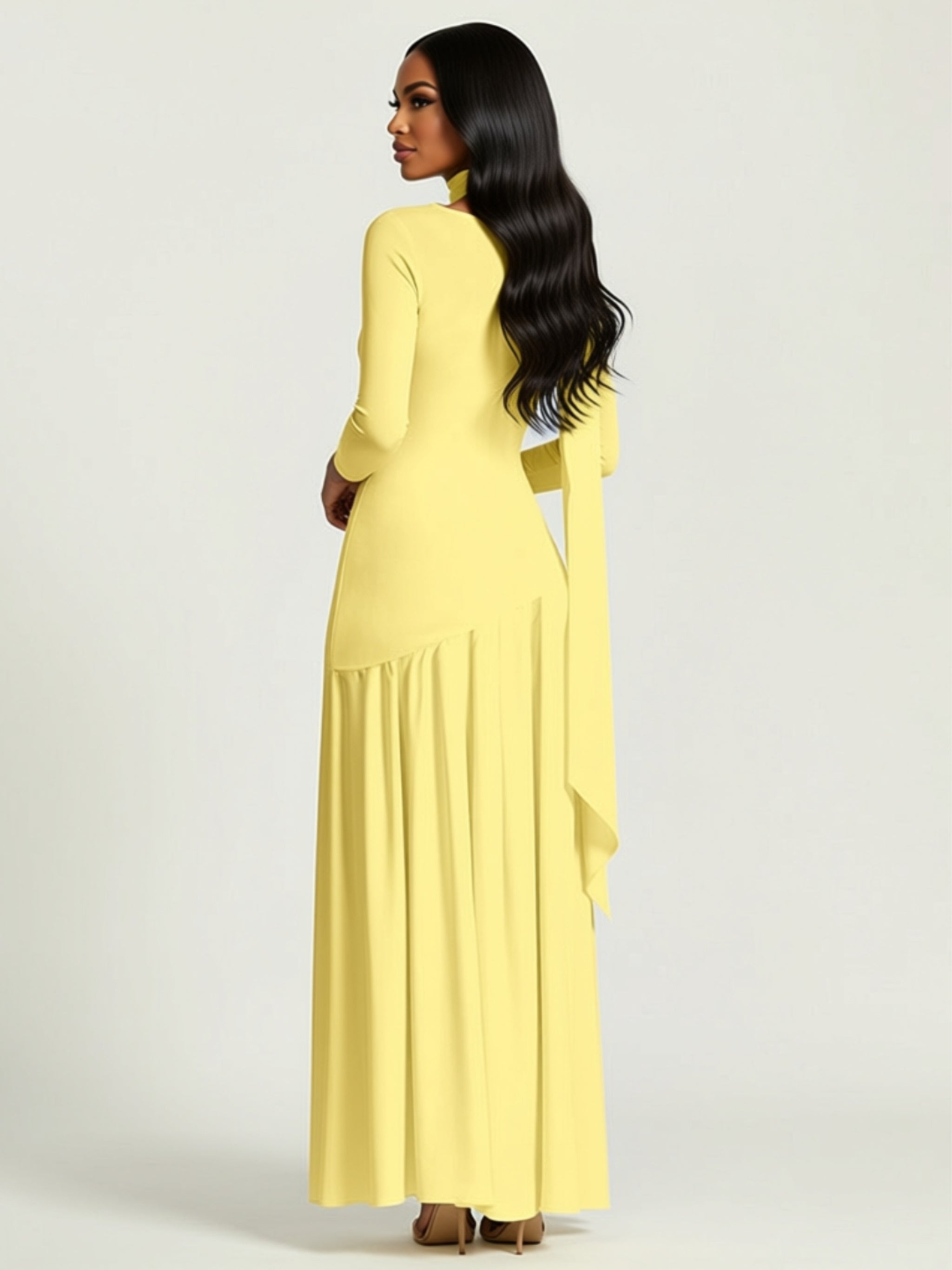 Asymmetric Split Maxi Socialite Dress
