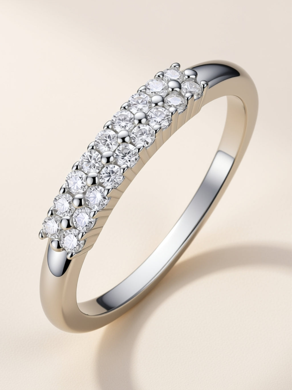 Triple‑Row Moissanite Band Ring