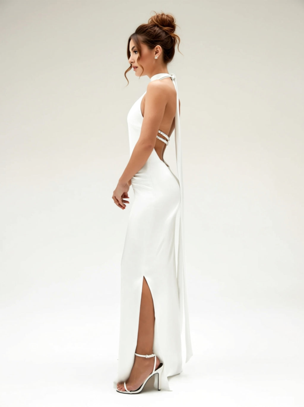 Halter Neck Backless Maxi Gown