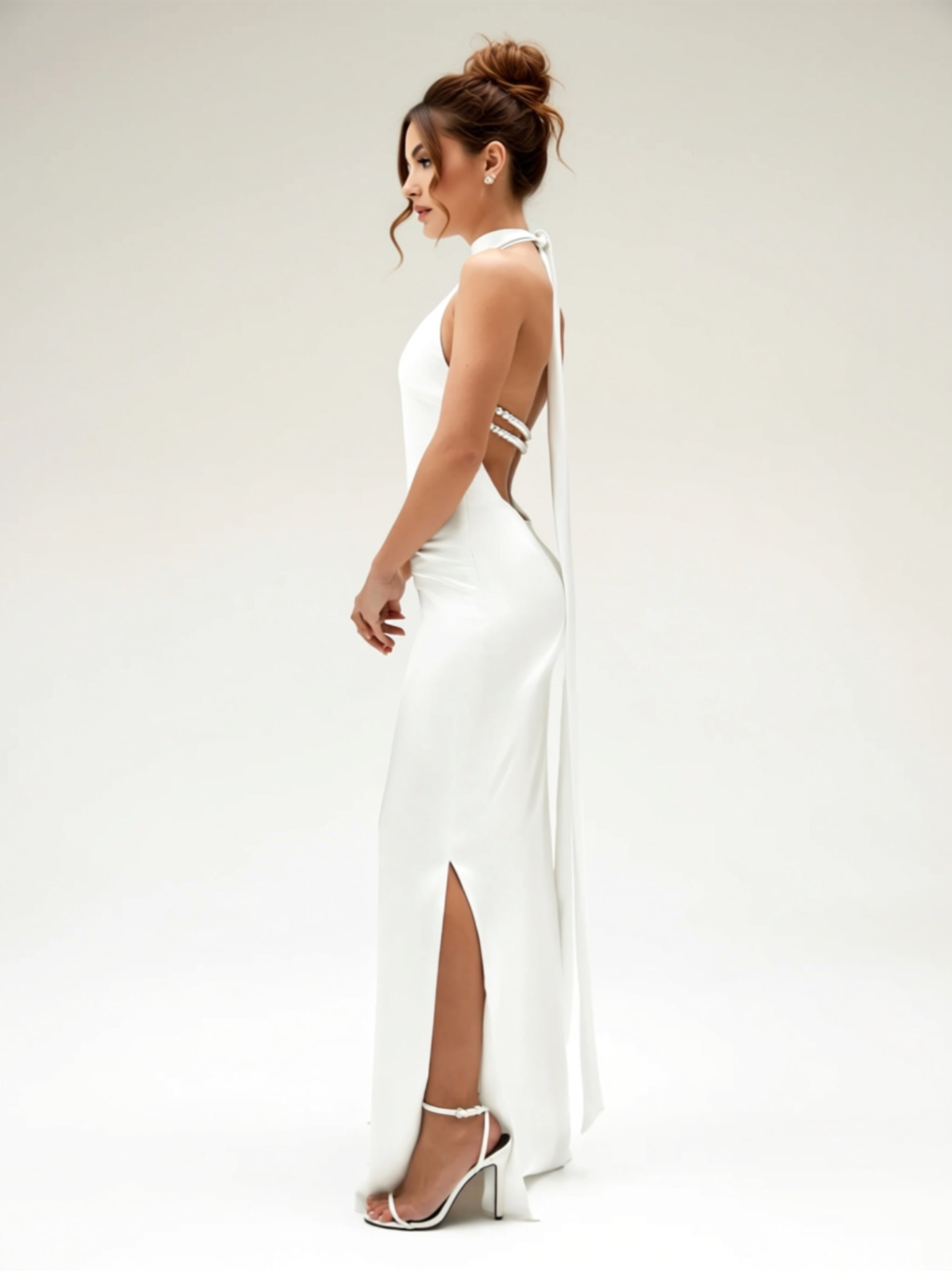 Halter Neck Backless Maxi Gown