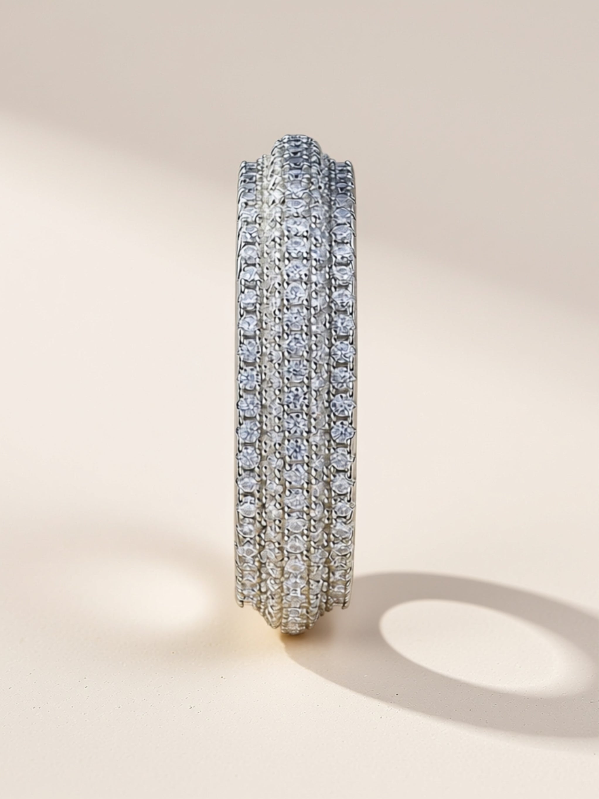 Wide Multi‑Row Moissanite Eternity Band