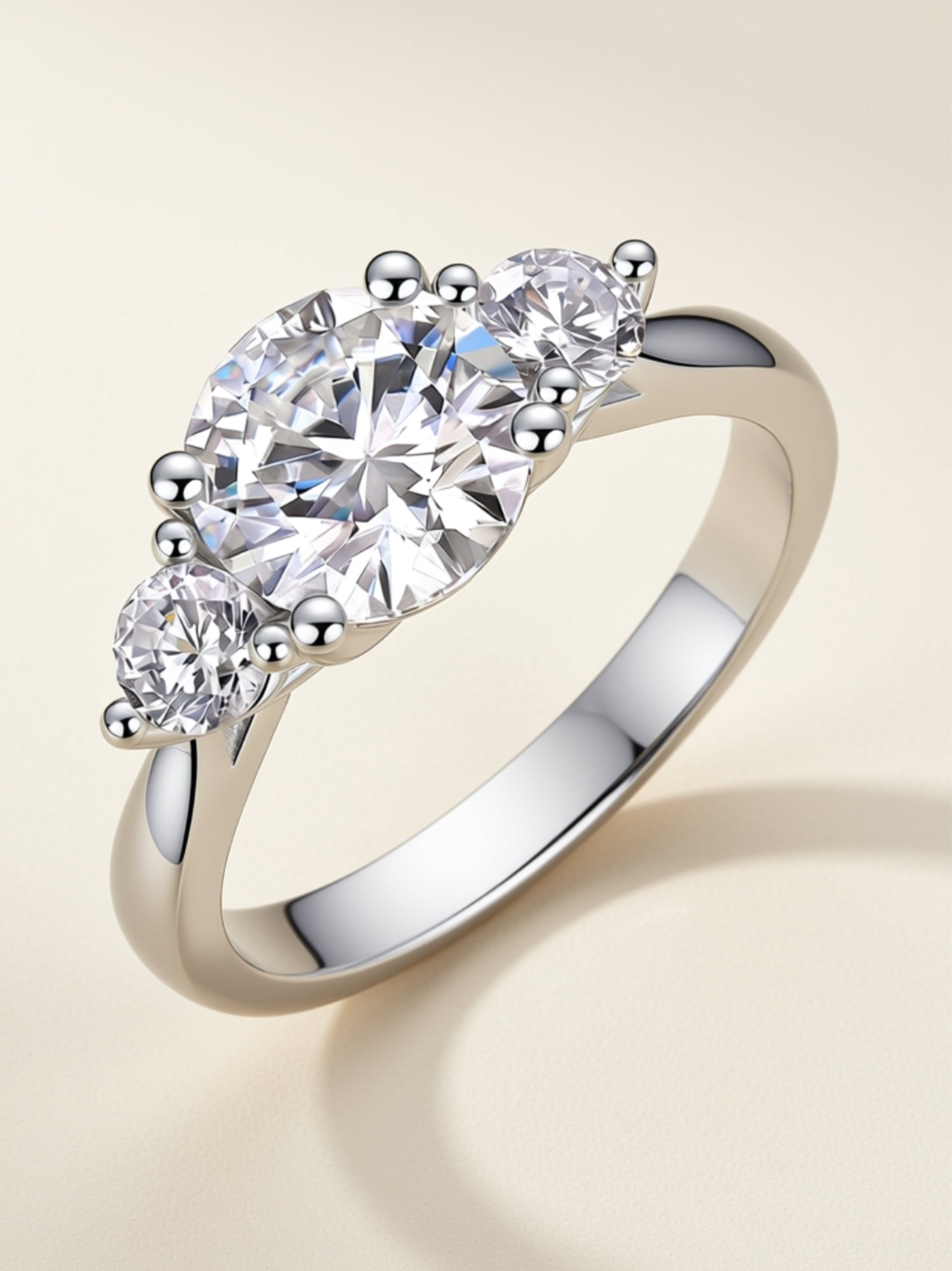 2‑Carat Three‑Stone Moissanite Ring