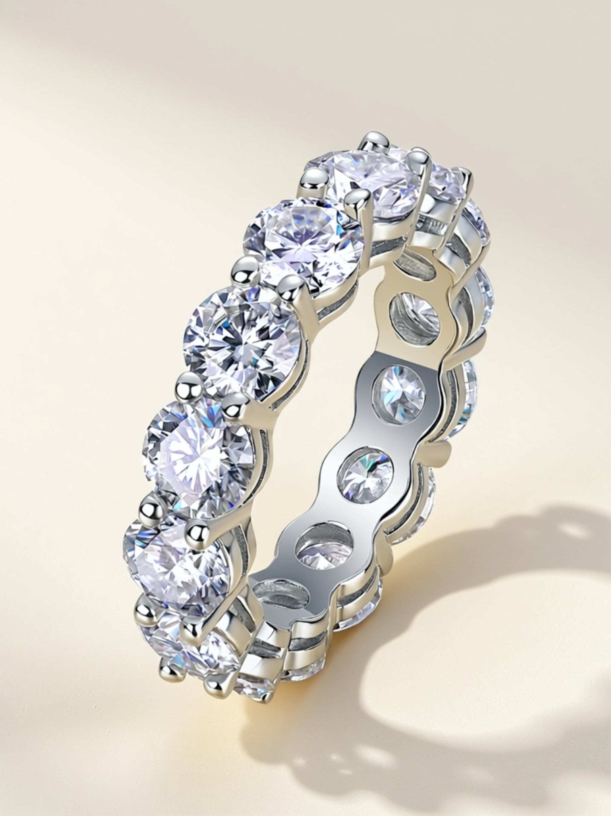 Large Round‑Cut Moissanite Eternity Band