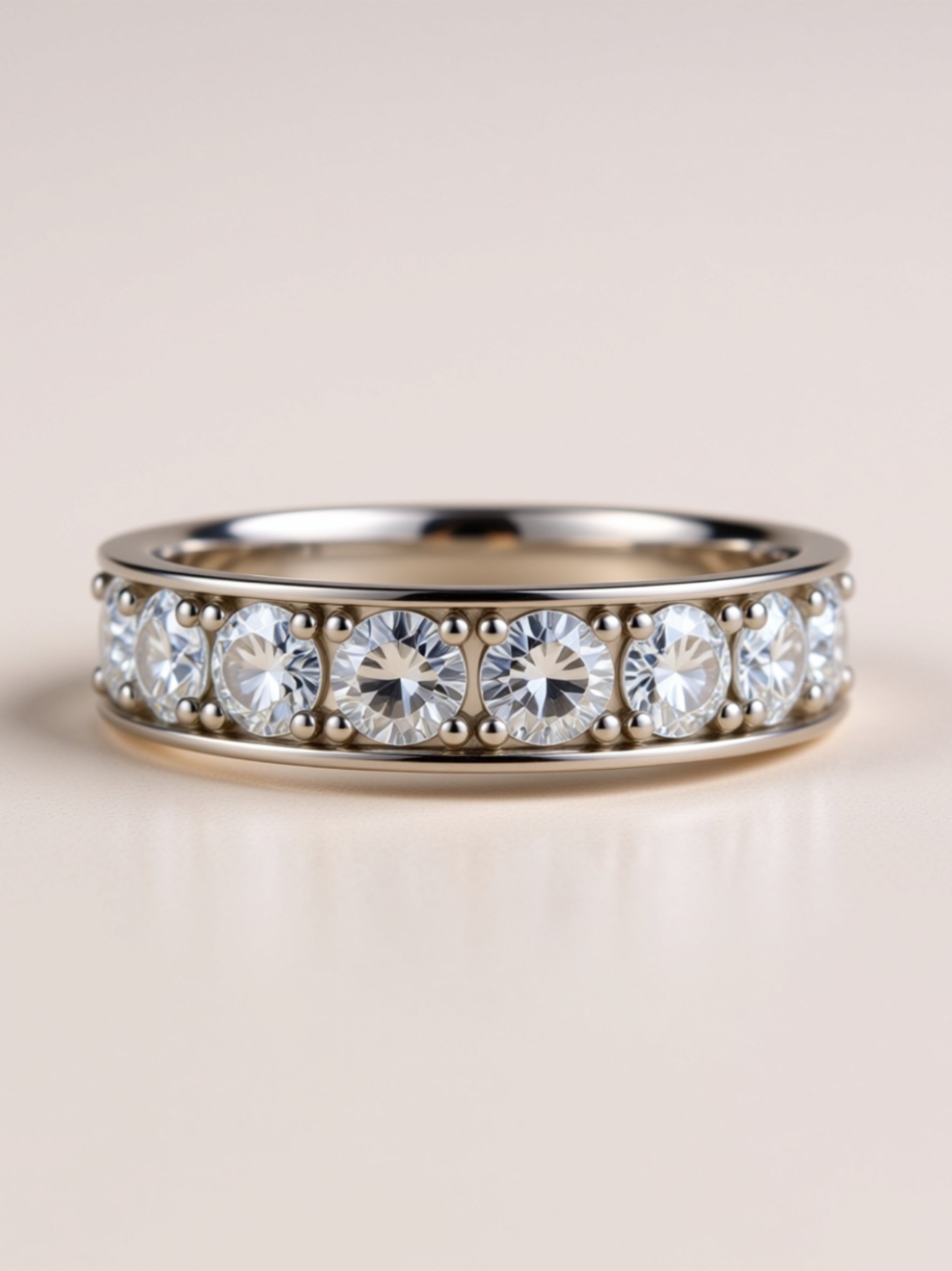 Moissanite Eternity Band in Platinum‑Plated S925 Silver