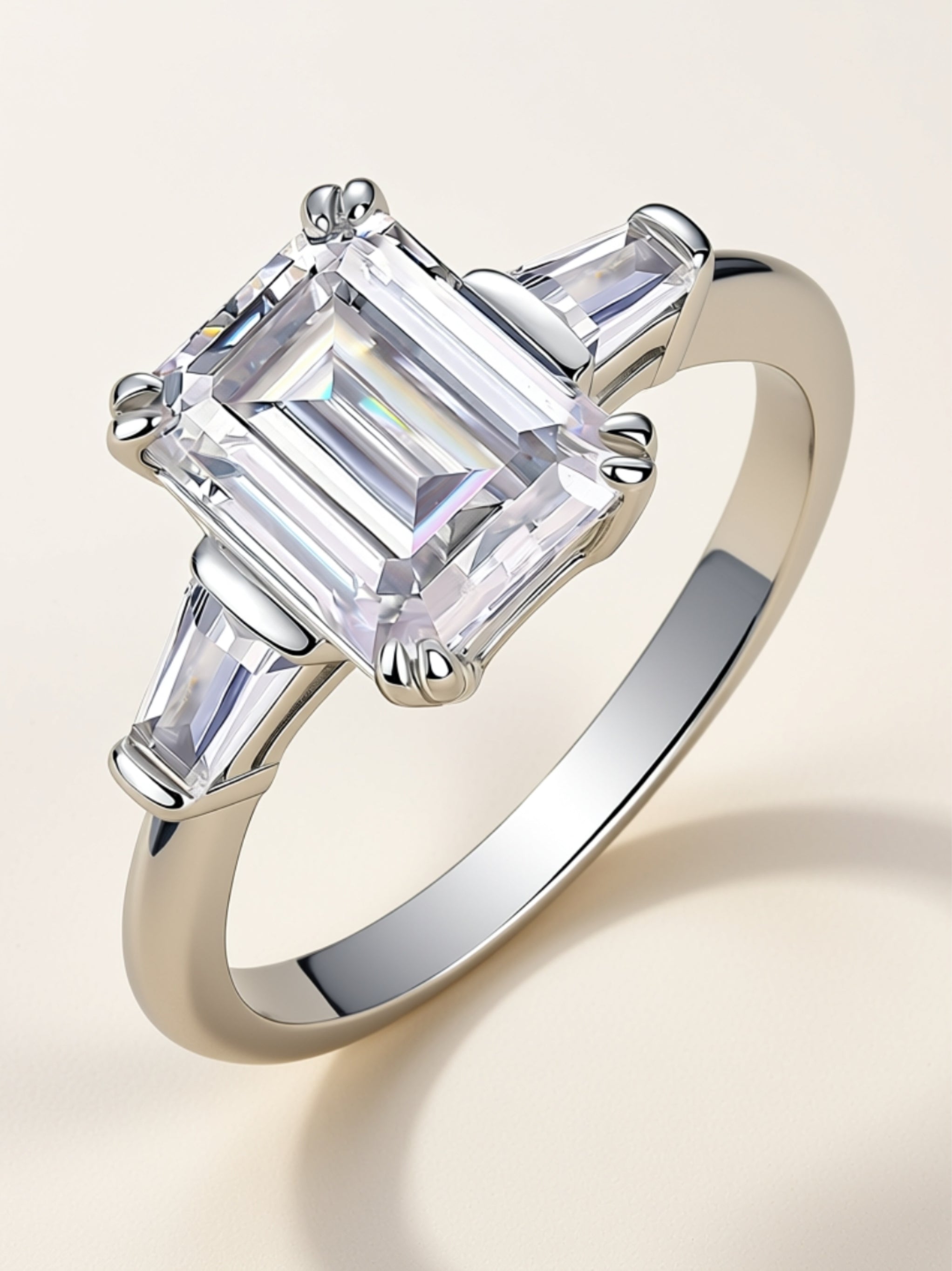 Emerald‑Cut Moissanite Engagement Ring