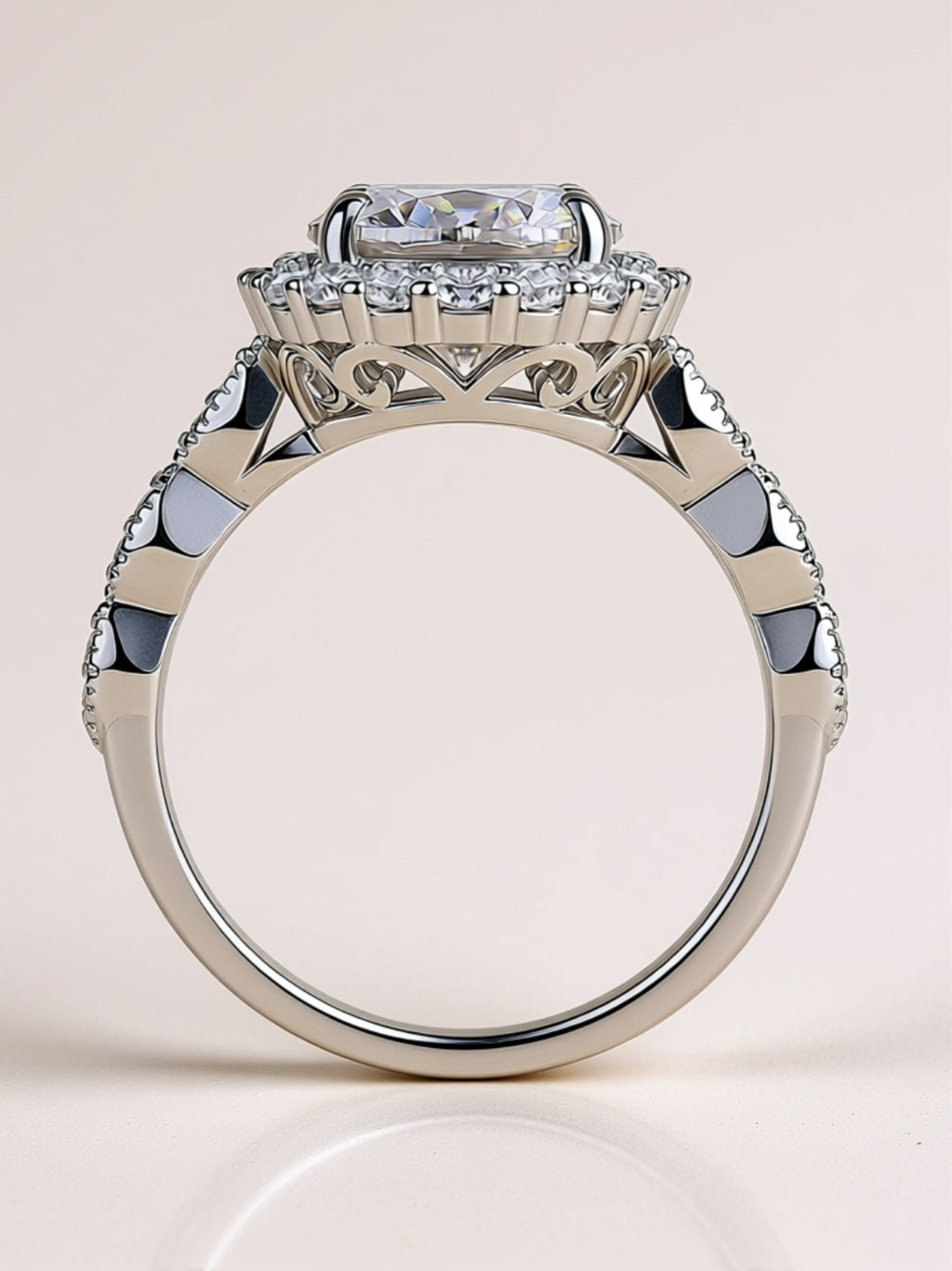 3 Carat Moissanite Halo Engagement Ring
