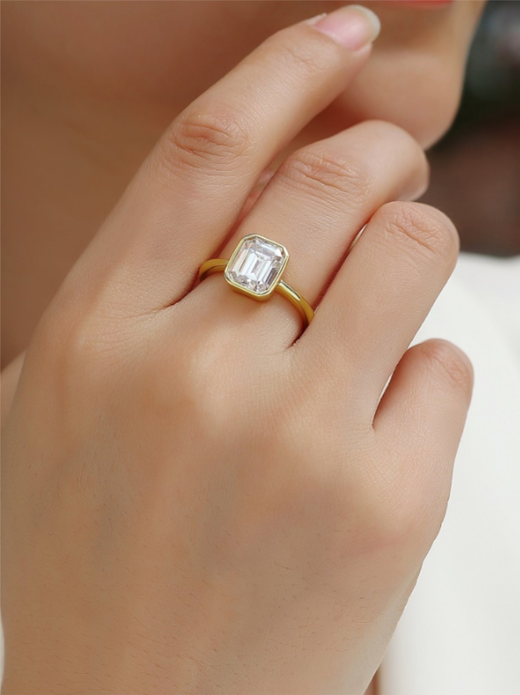 Octagonal Moissanite Gold Ring