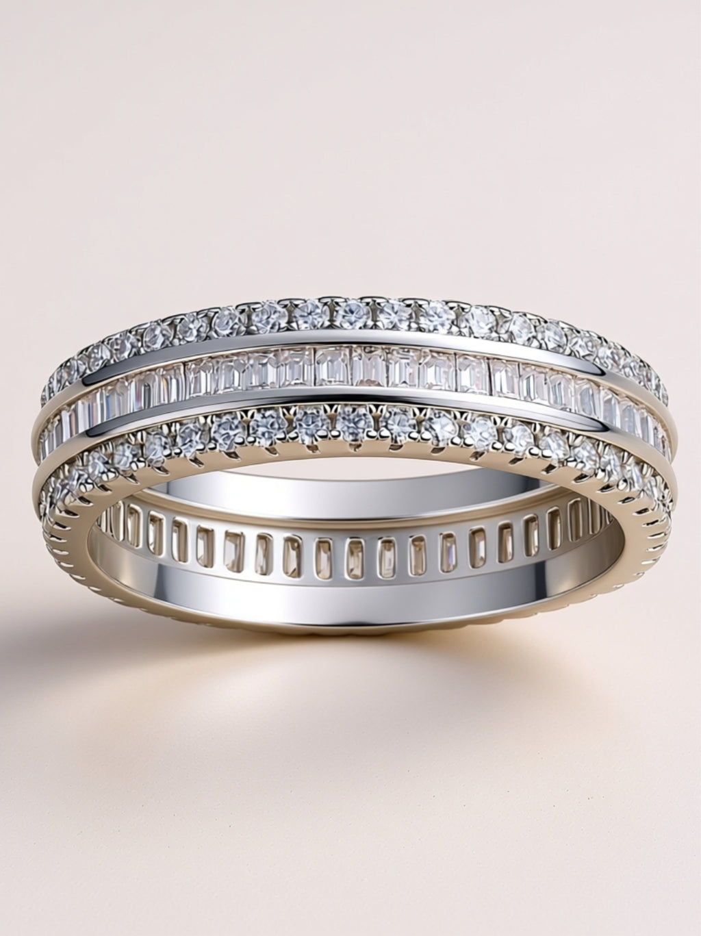 Triple Row Moissanite Eternity Band