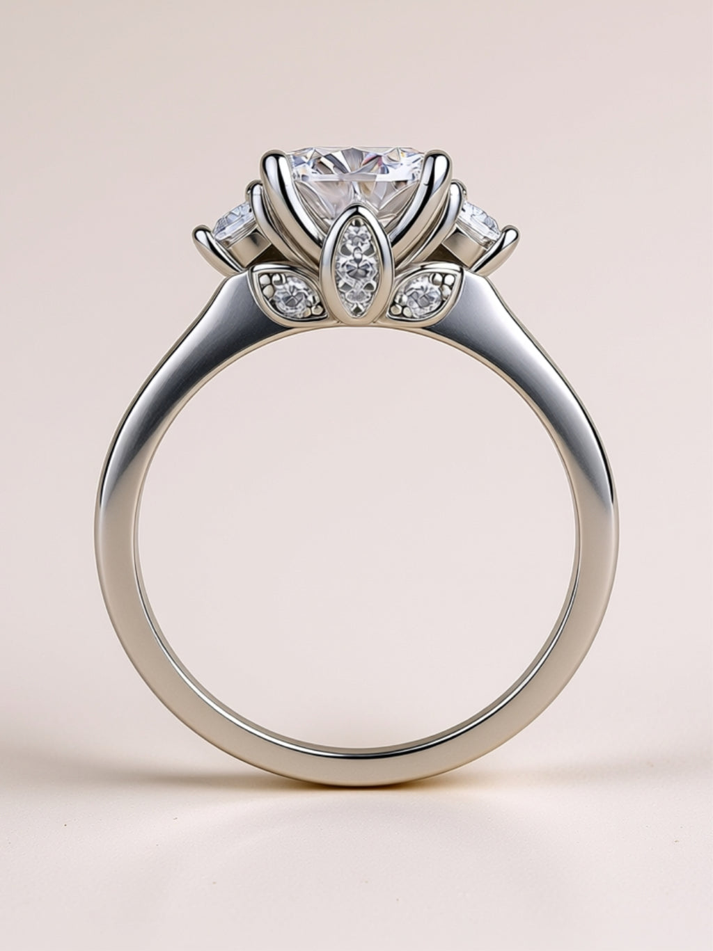 2 Carat Three‑Stone Moissanite Engagement Ring