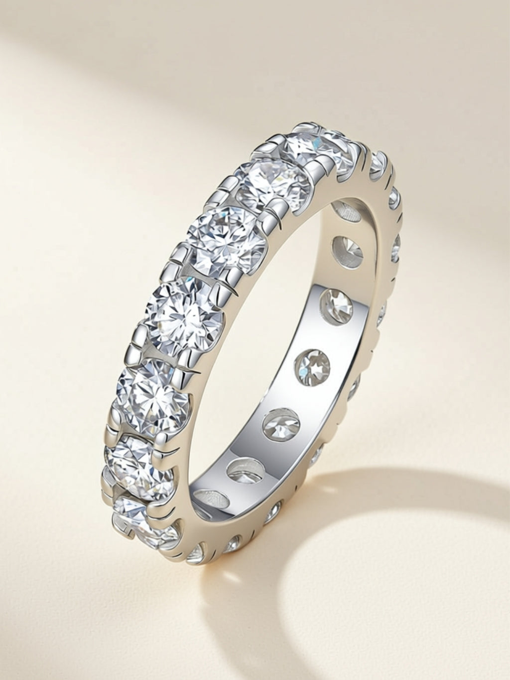 Moissanite Eternity Band – Full Round‑Cut Sparkle Ring in S925 Sterling Silver