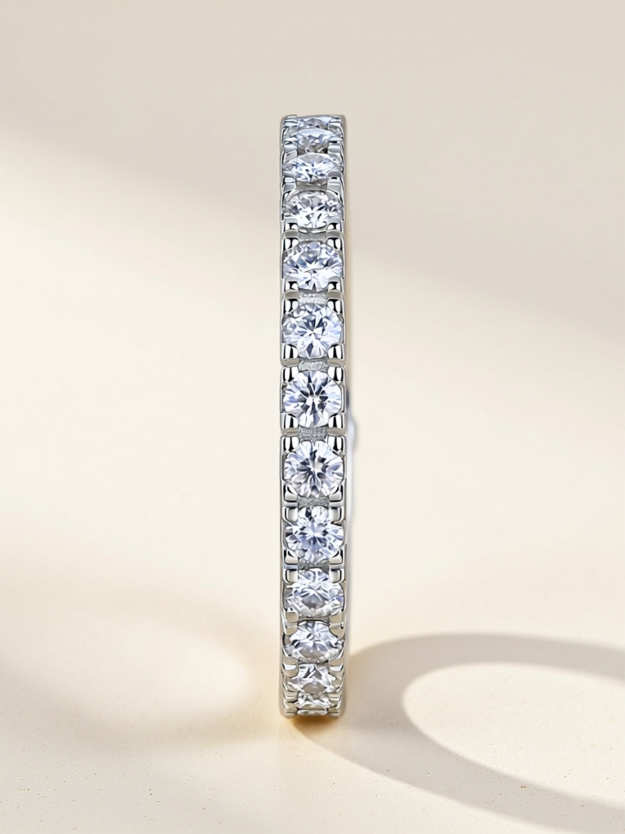S925 Platinum‑Plated Thin Moissanite Eternity Band