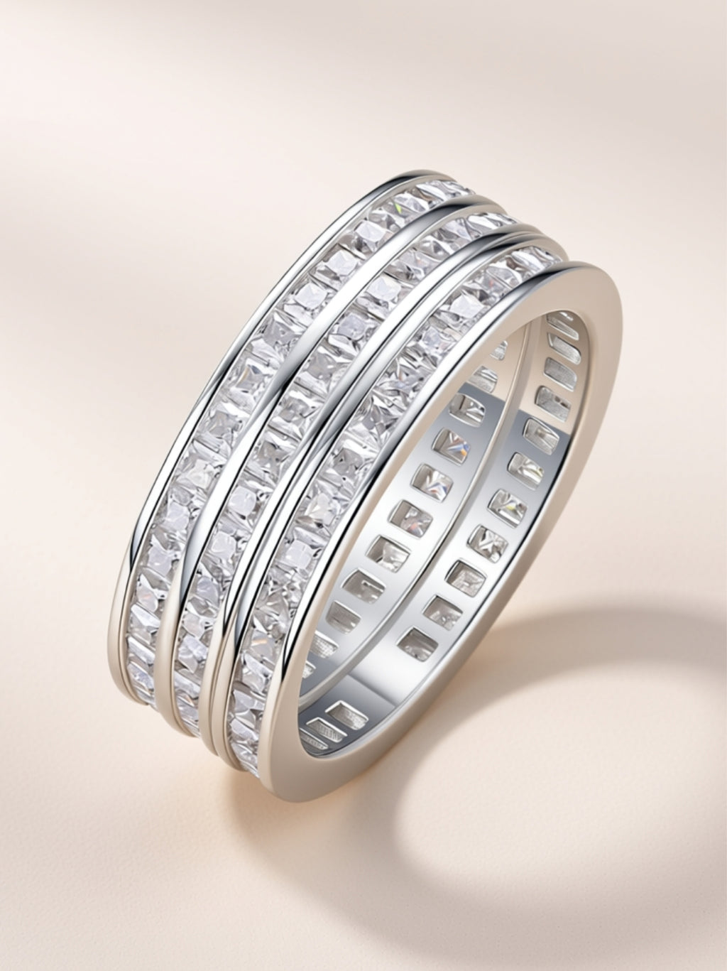 Triple‑Row Moissanite Ring Set