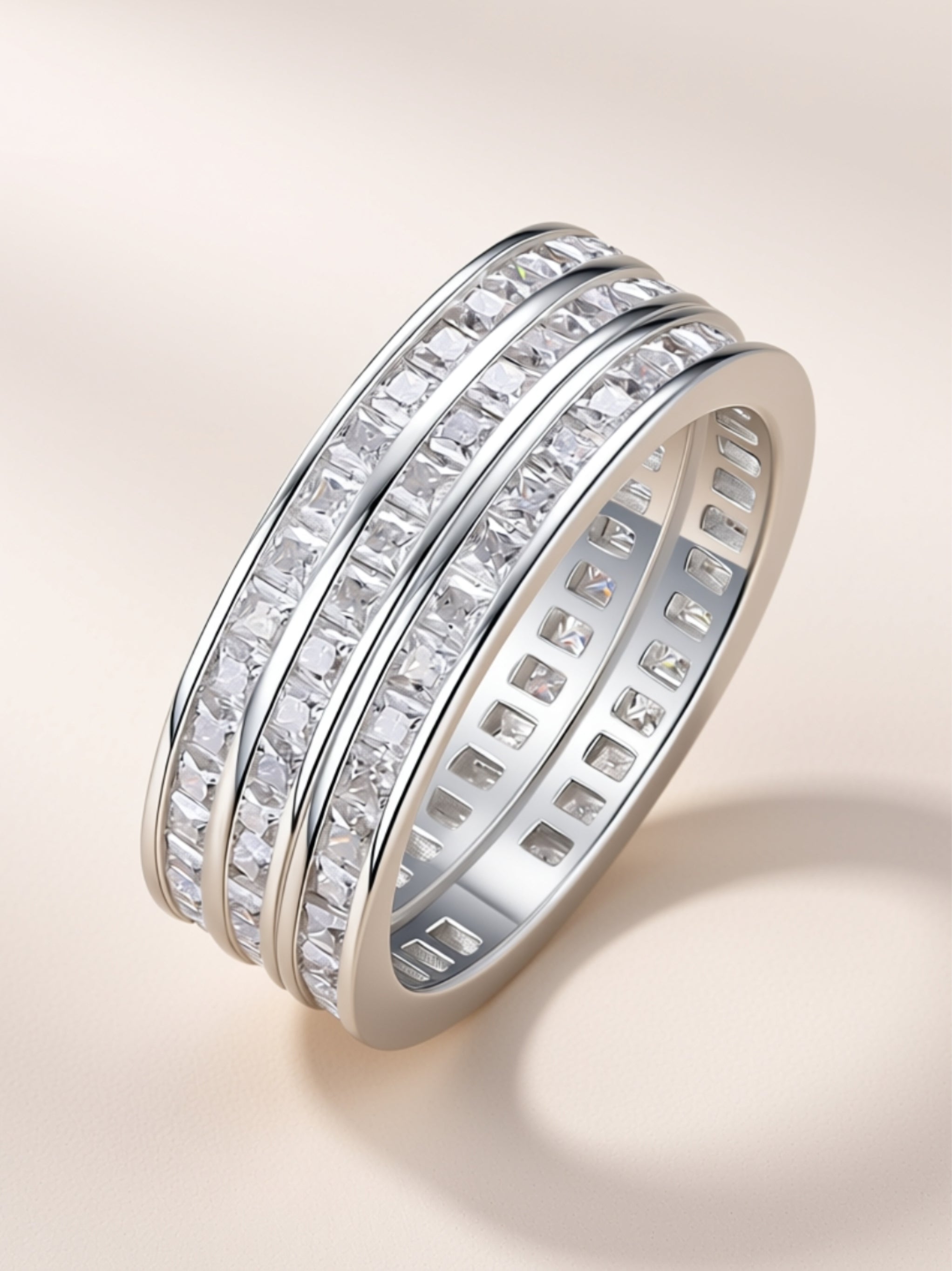 Triple‑Row Moissanite Ring Set