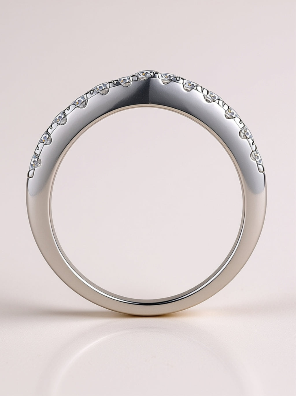 V‑Shaped Moissanite Stacking Ring