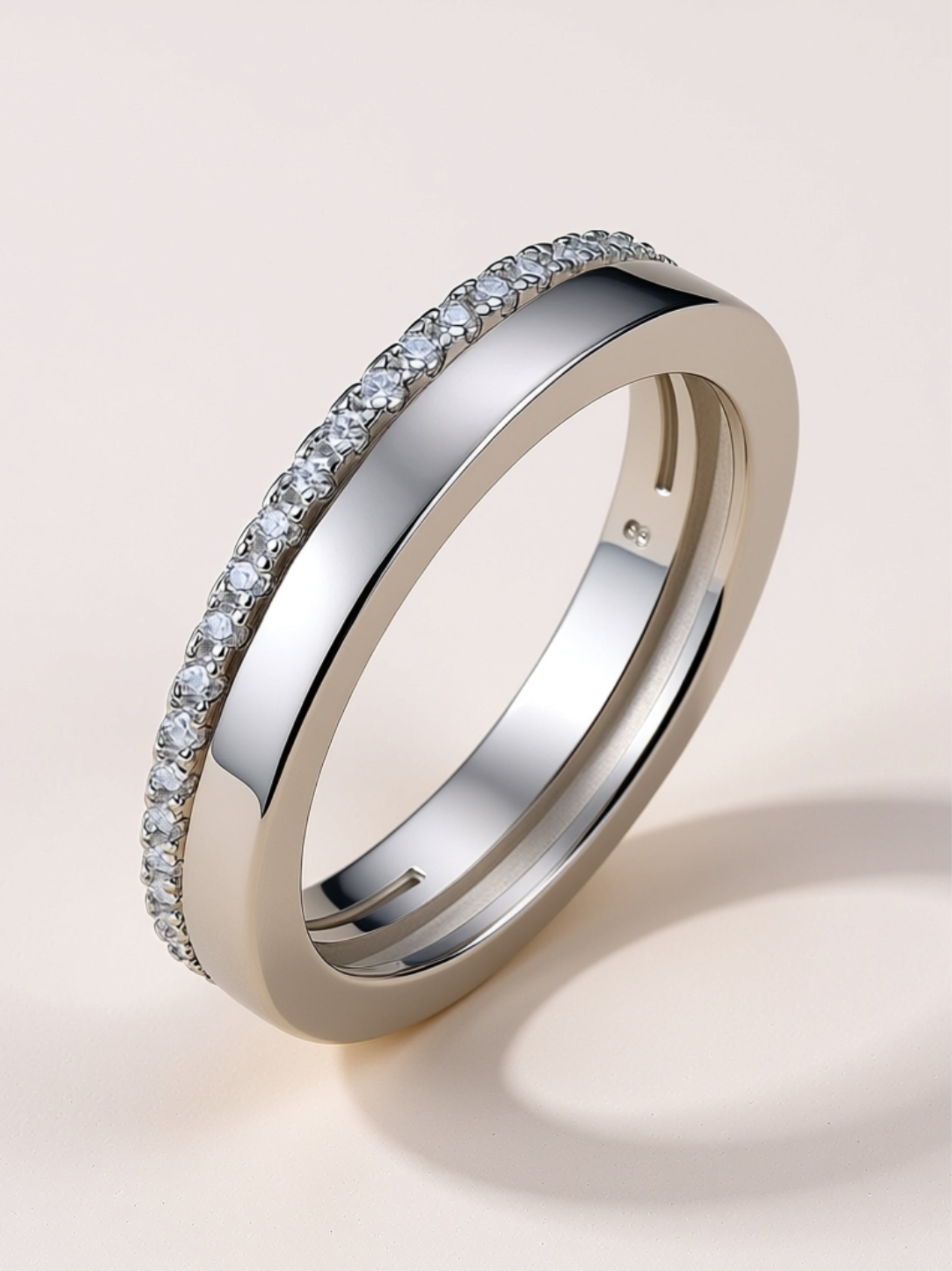 Double Ring Shadow Moissanite Wedding Band