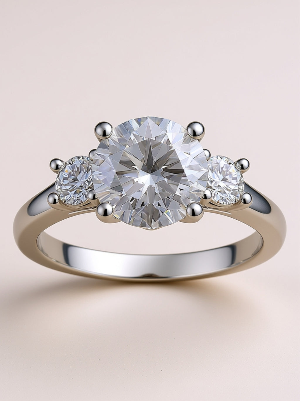 2CT Three‑Stone Moissanite Engagement Ring