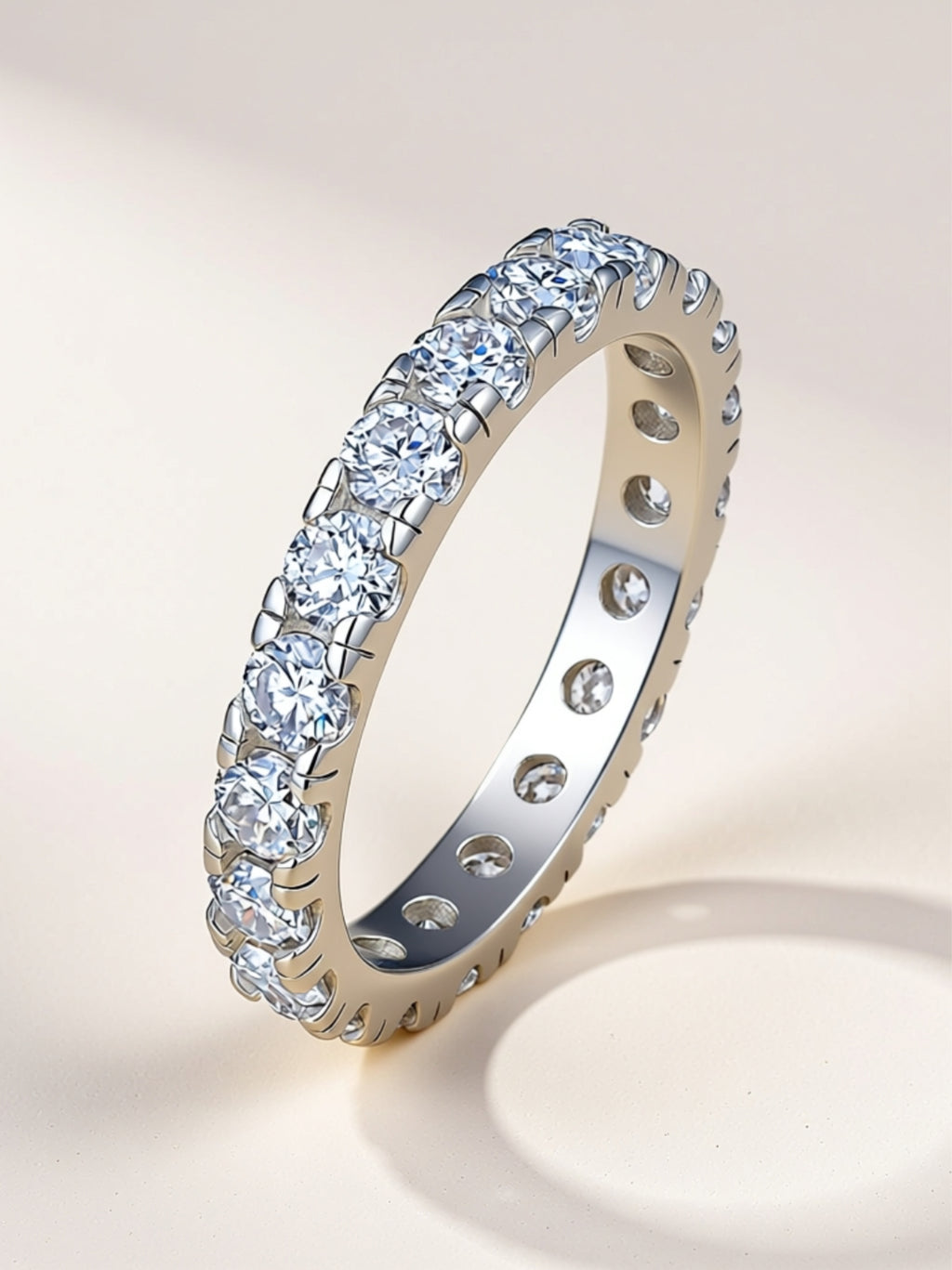 Moissanite Eternity Band – Full Round‑Cut Band in S925 Sterling Silver