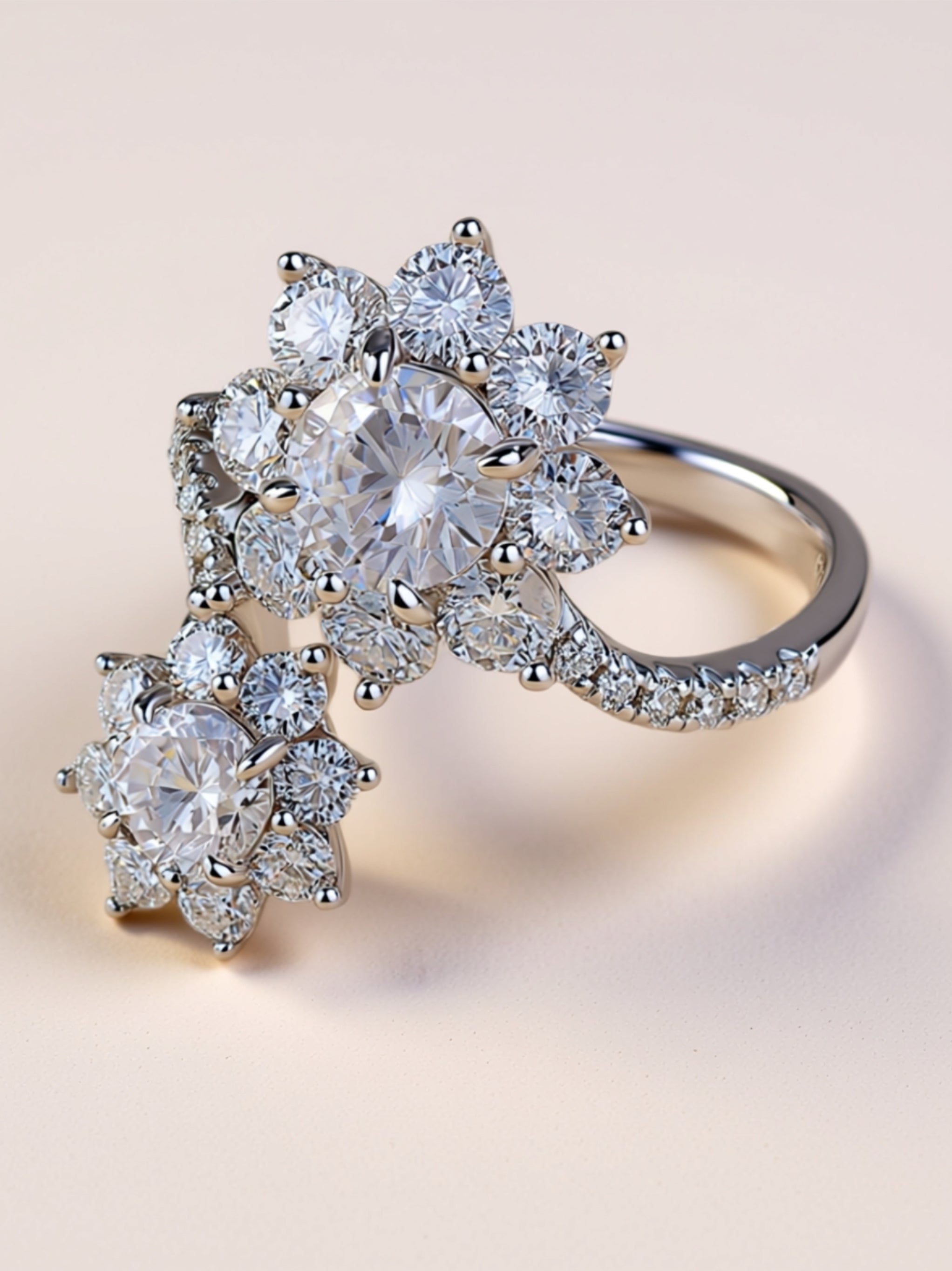 1 Carat Moissanite Floral Bypass Ring
