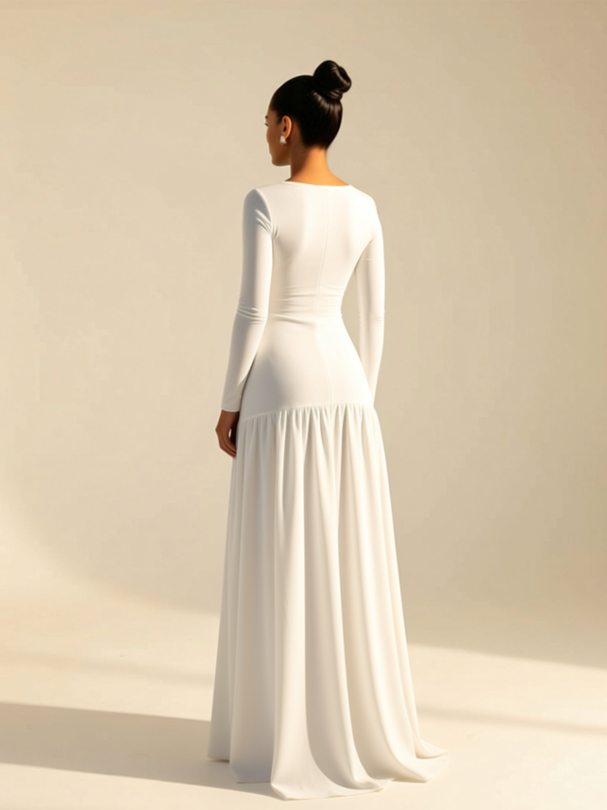 White Long Sleeve Cutout Maxi Dress