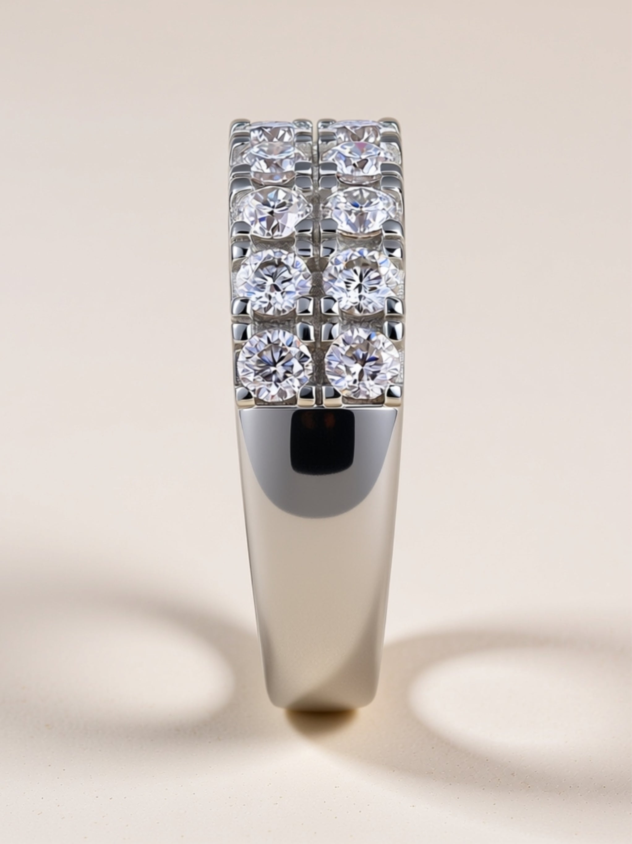 Triple‑Row Moissanite Band Ring