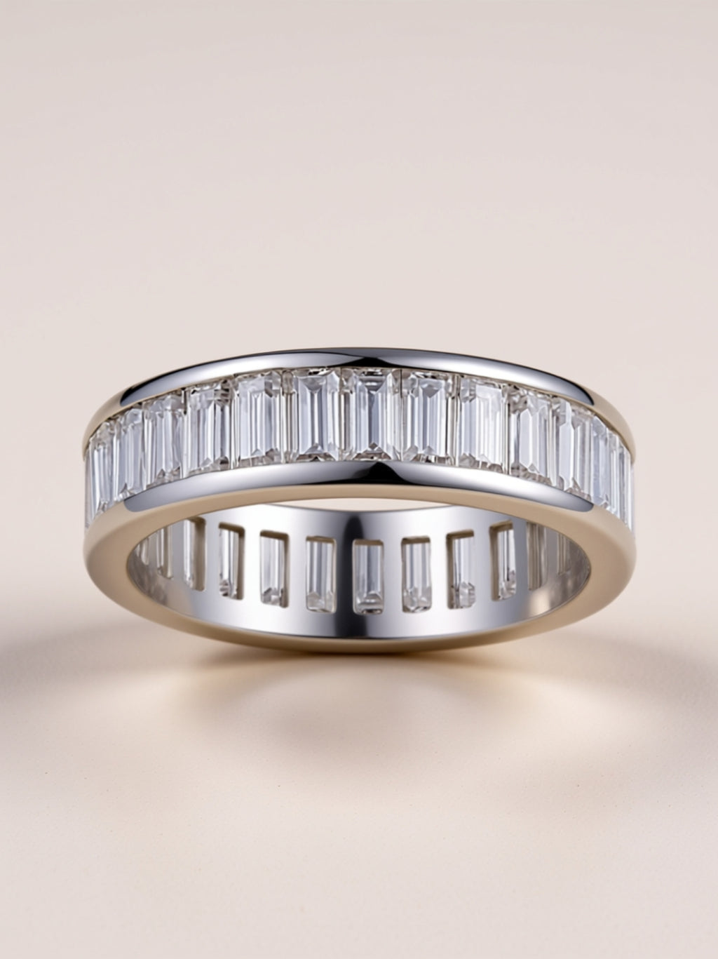 Wide Baguette‑Cut Moissanite Eternity Band