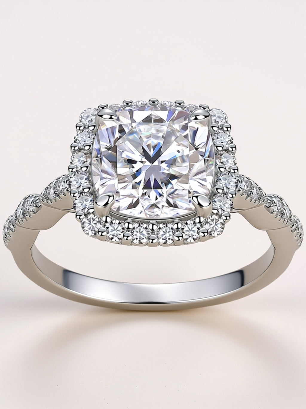 Square Moissanite Halo Engagement Ring