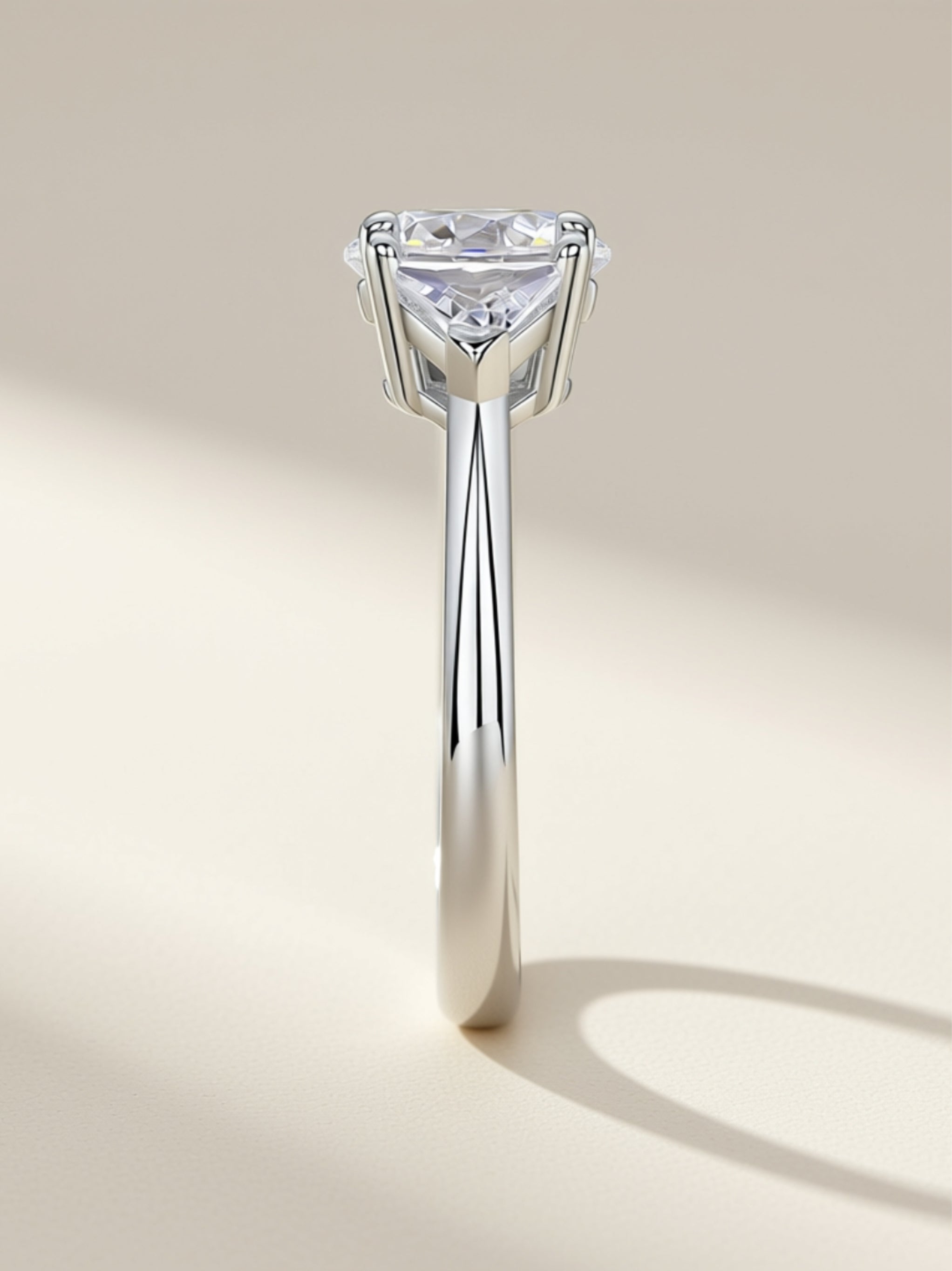 2 Carat Three‑Stone Moissanite Engagement Ring