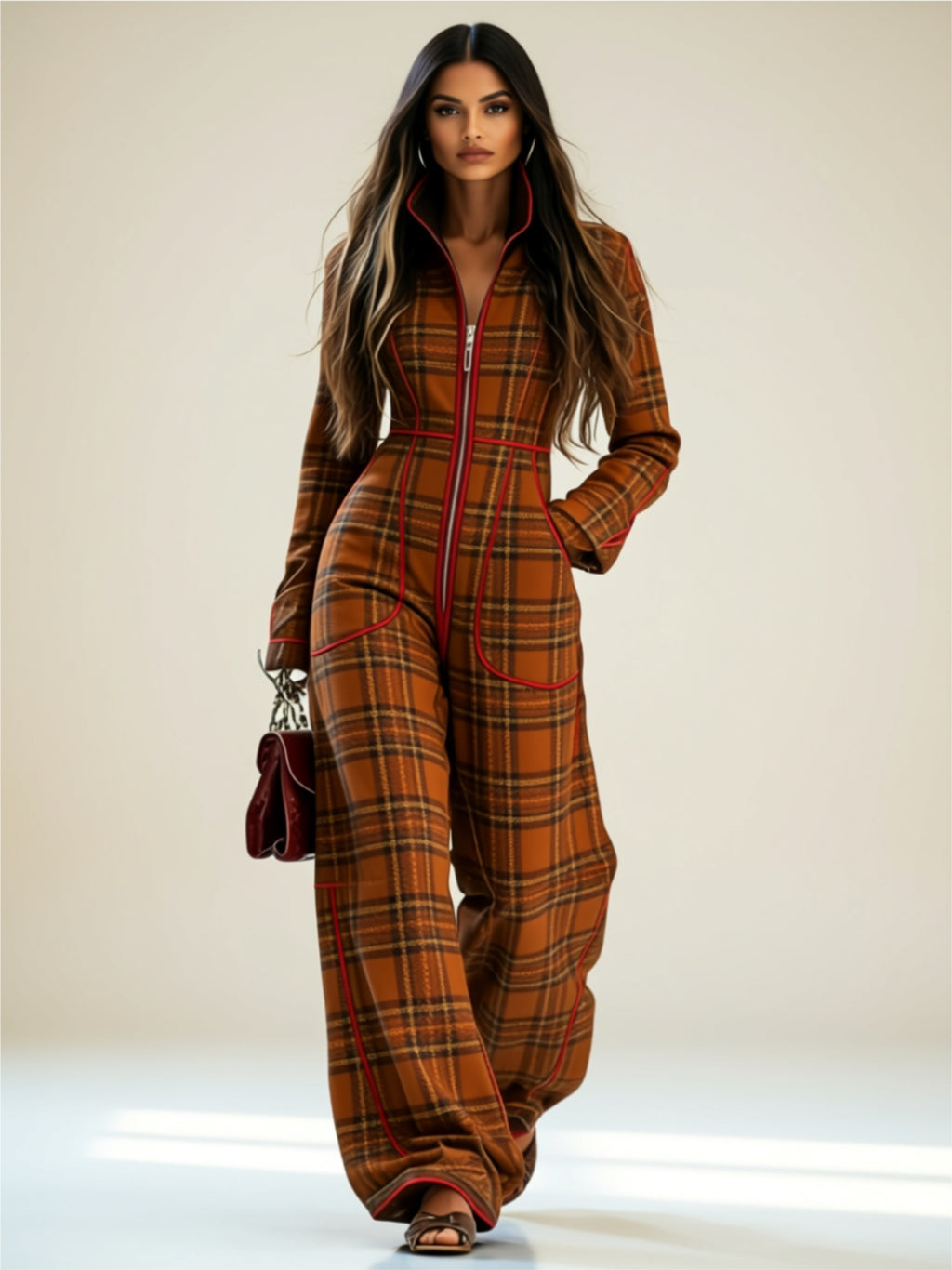 Zip‑Front Printed Jumpsuit