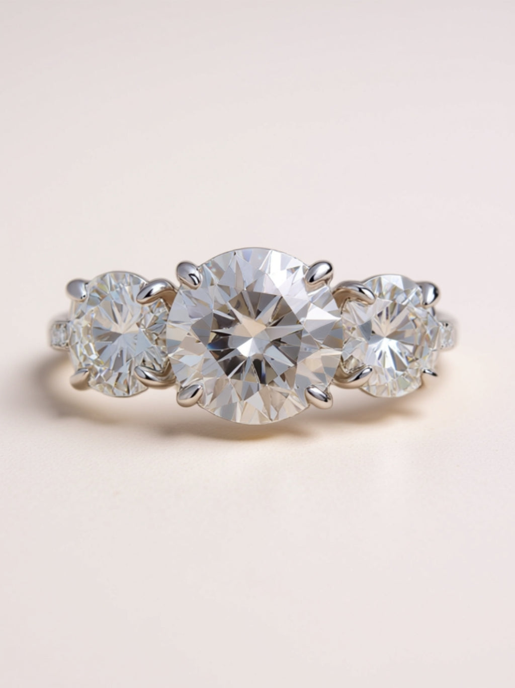 3CT Three‑Stone Moissanite Engagement Ring