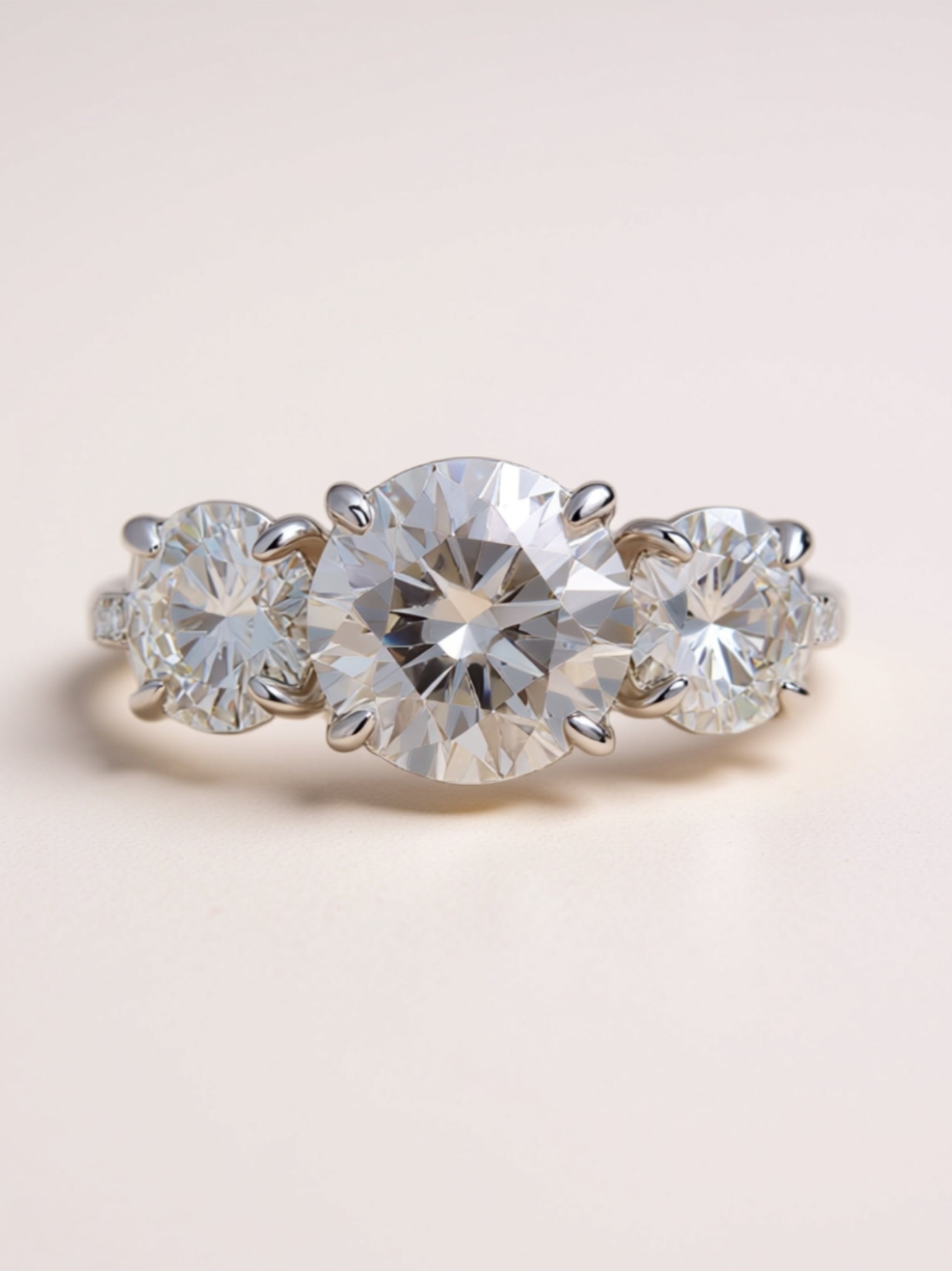 3CT Three‑Stone Moissanite Engagement Ring