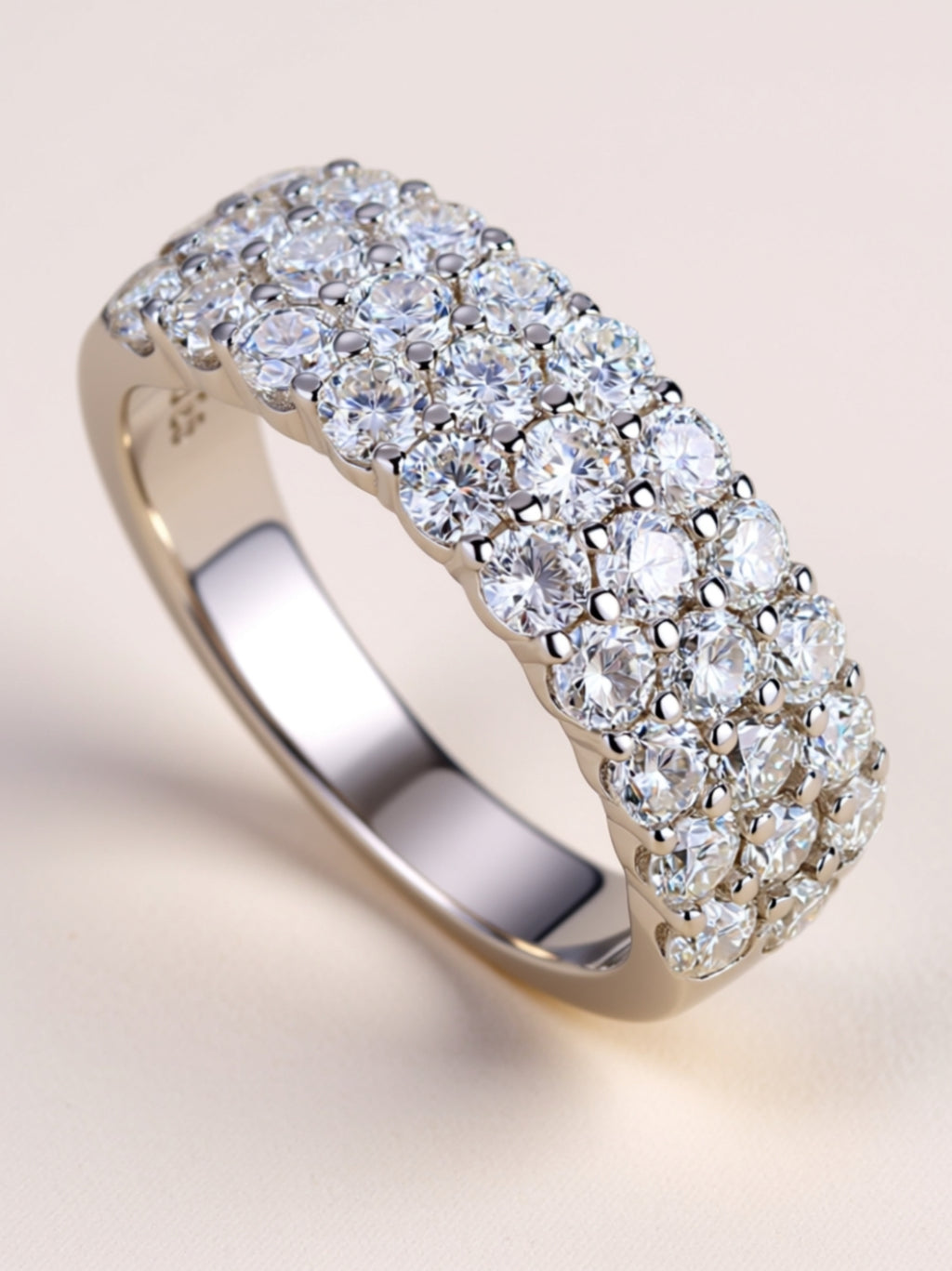 Triple Row Micro‑Pavé Moissanite Band Ring