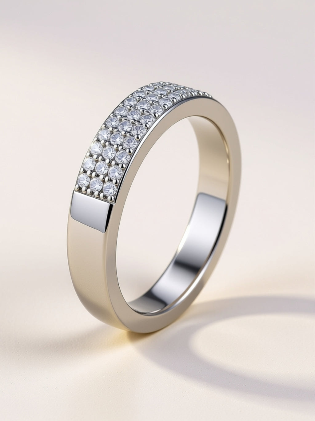 Triple‑Row Pavé Moissanite Band