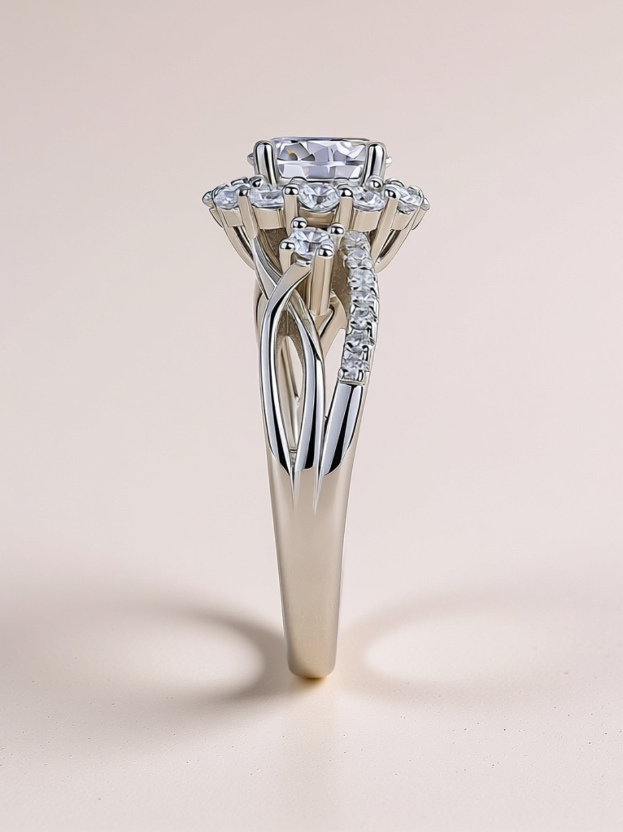 2 Carat Moissanite Halo Engagement Ring