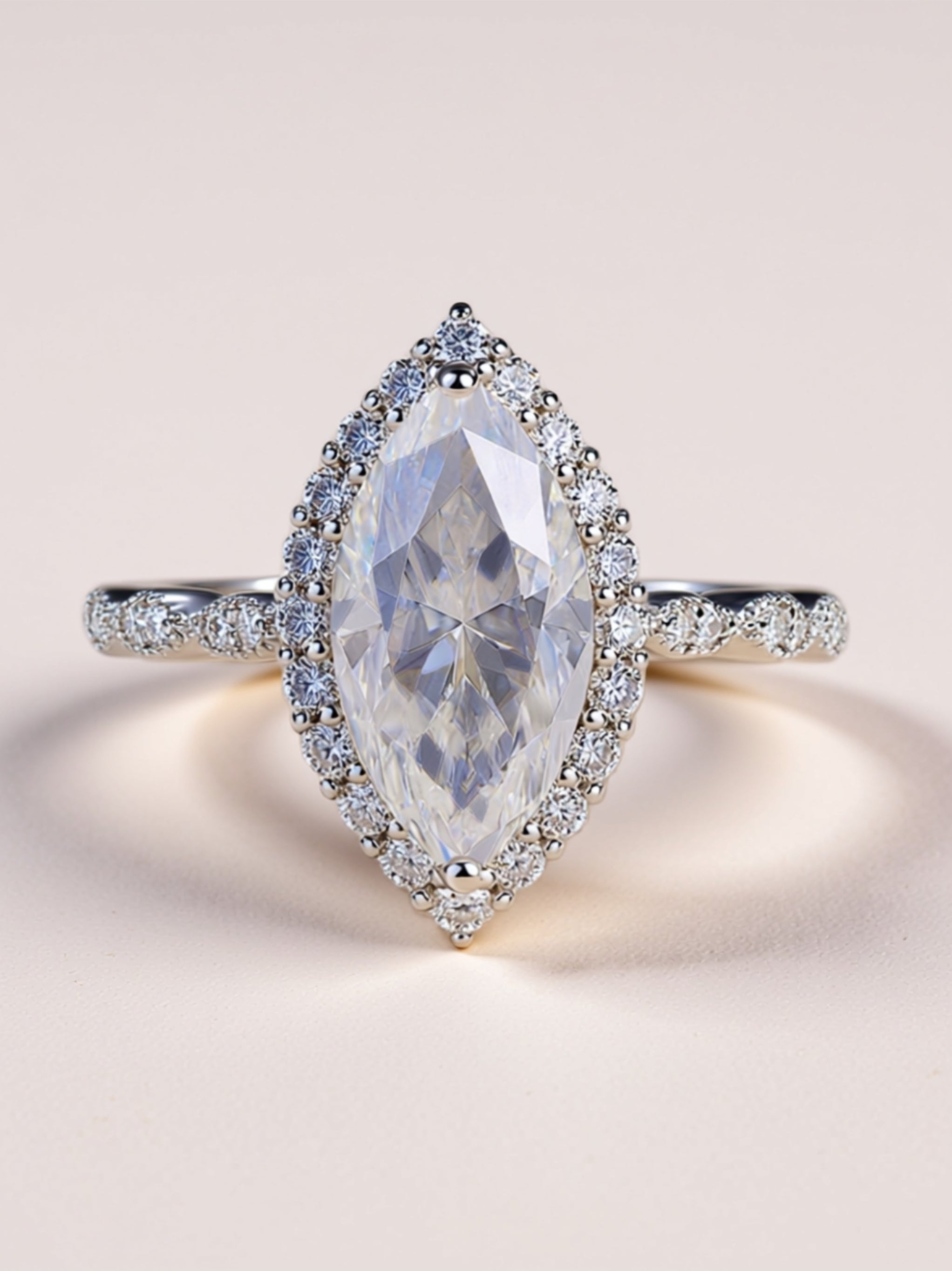 Marquise Moissanite Engagement Ring
