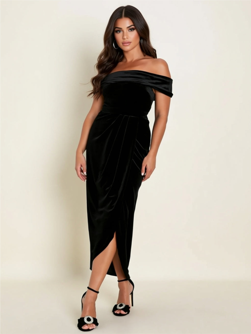 Black Maxi Bodycon Dress with Contrast Trim