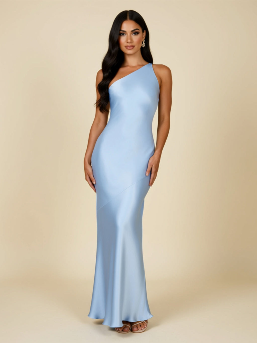 One-Shoulder Satin Maxi Gown