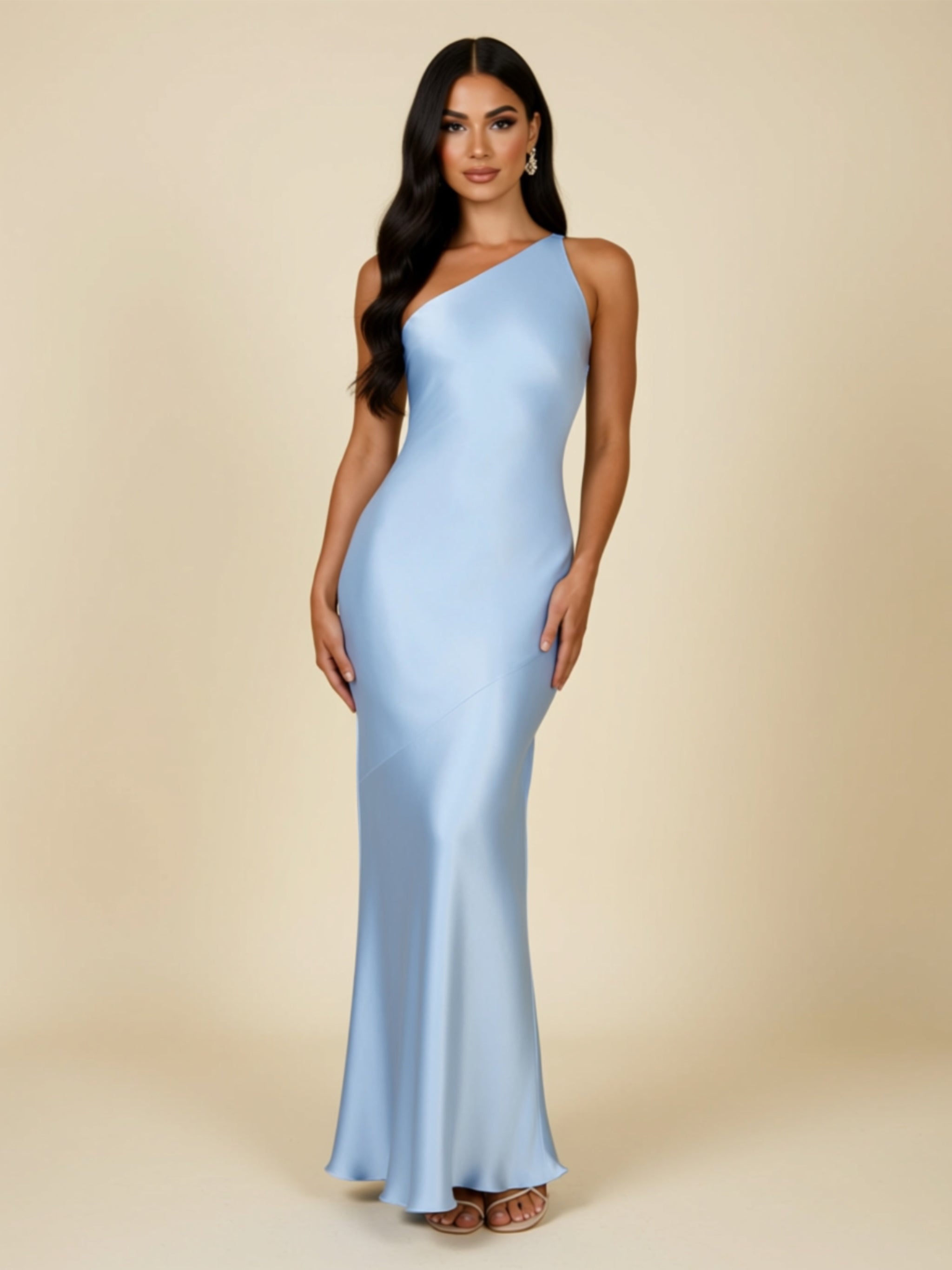One-Shoulder Satin Maxi Gown
