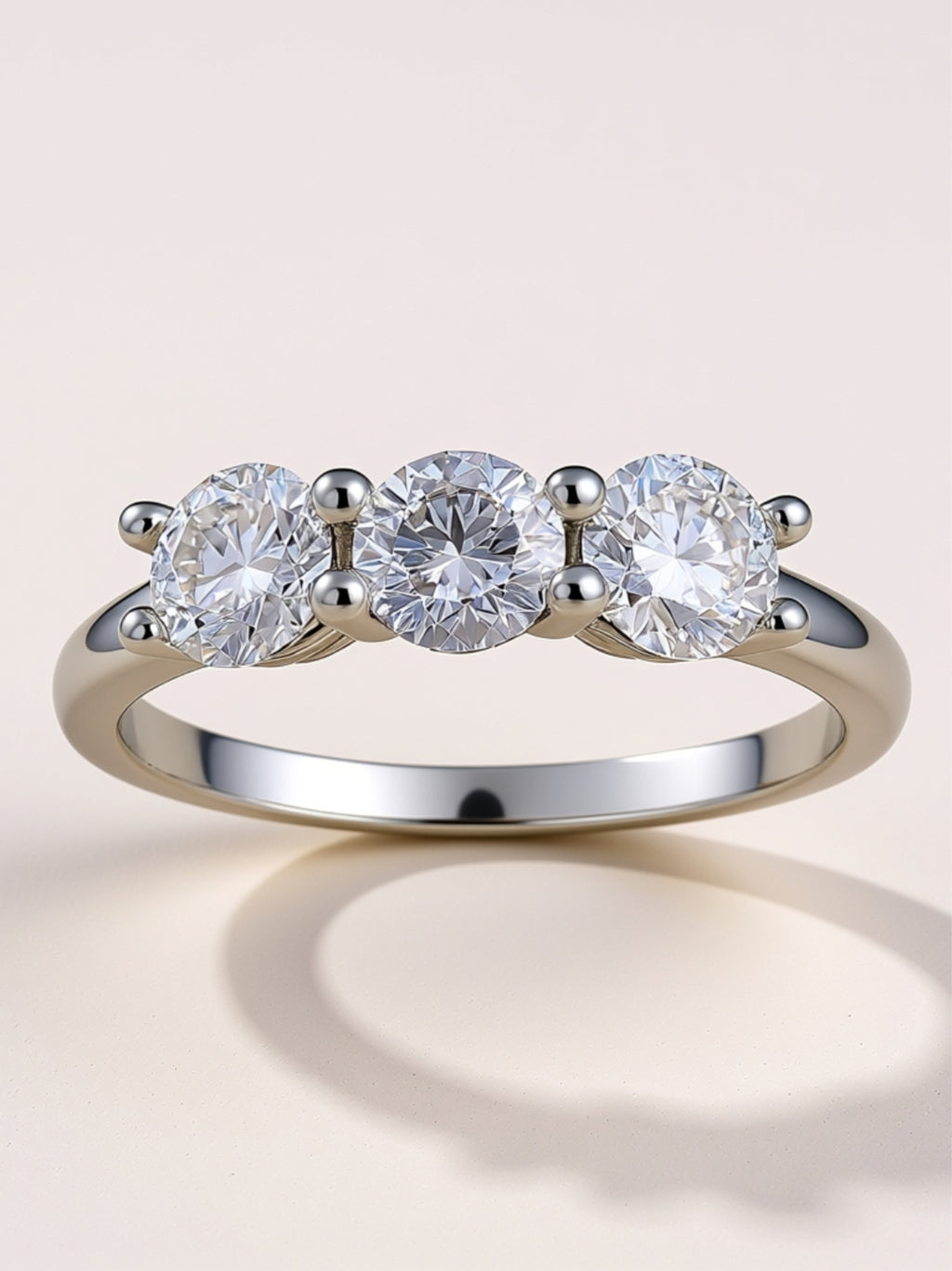 S925 Three‑Stone Moissanite Ring