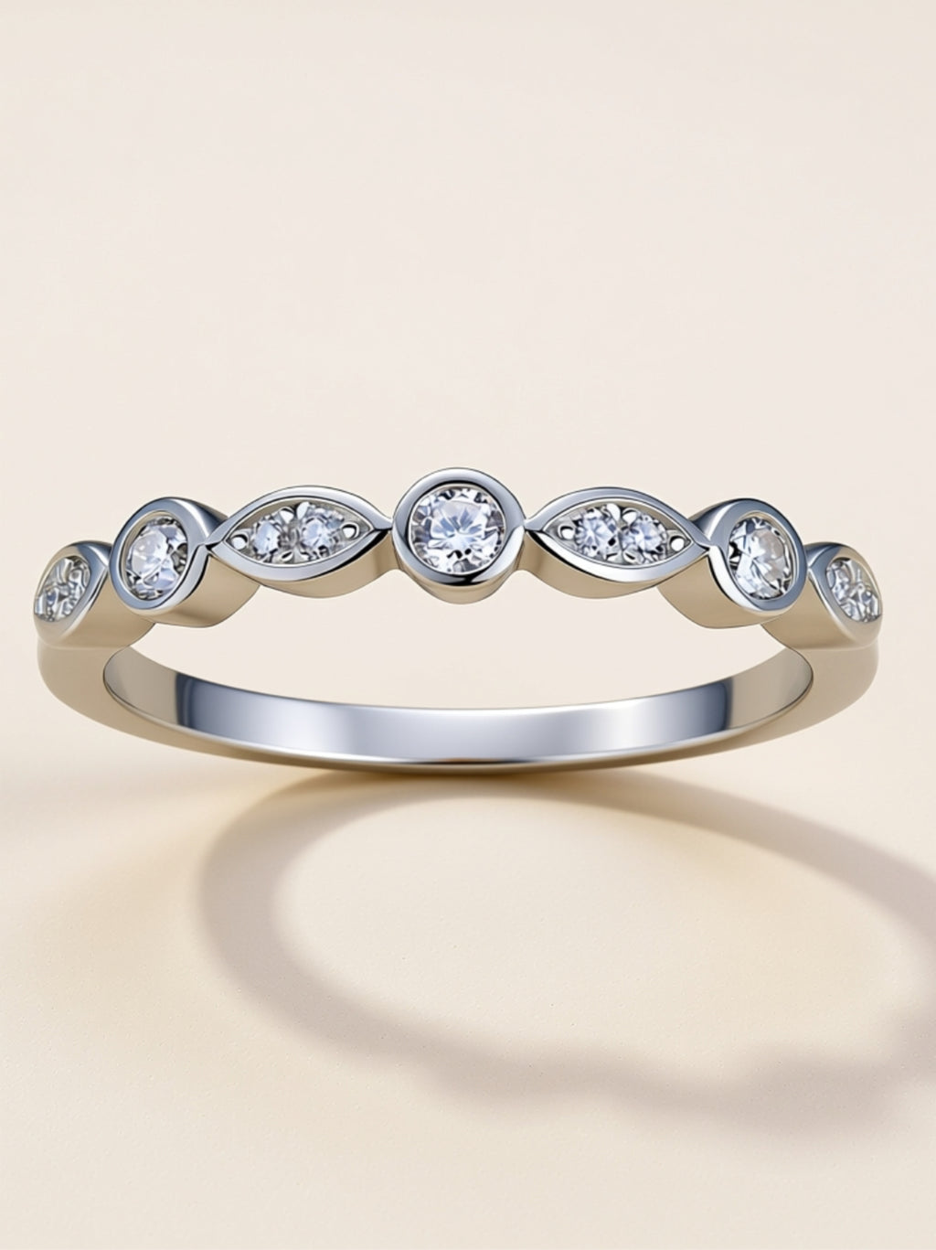 Vintage Marquise & Round Moissanite Band