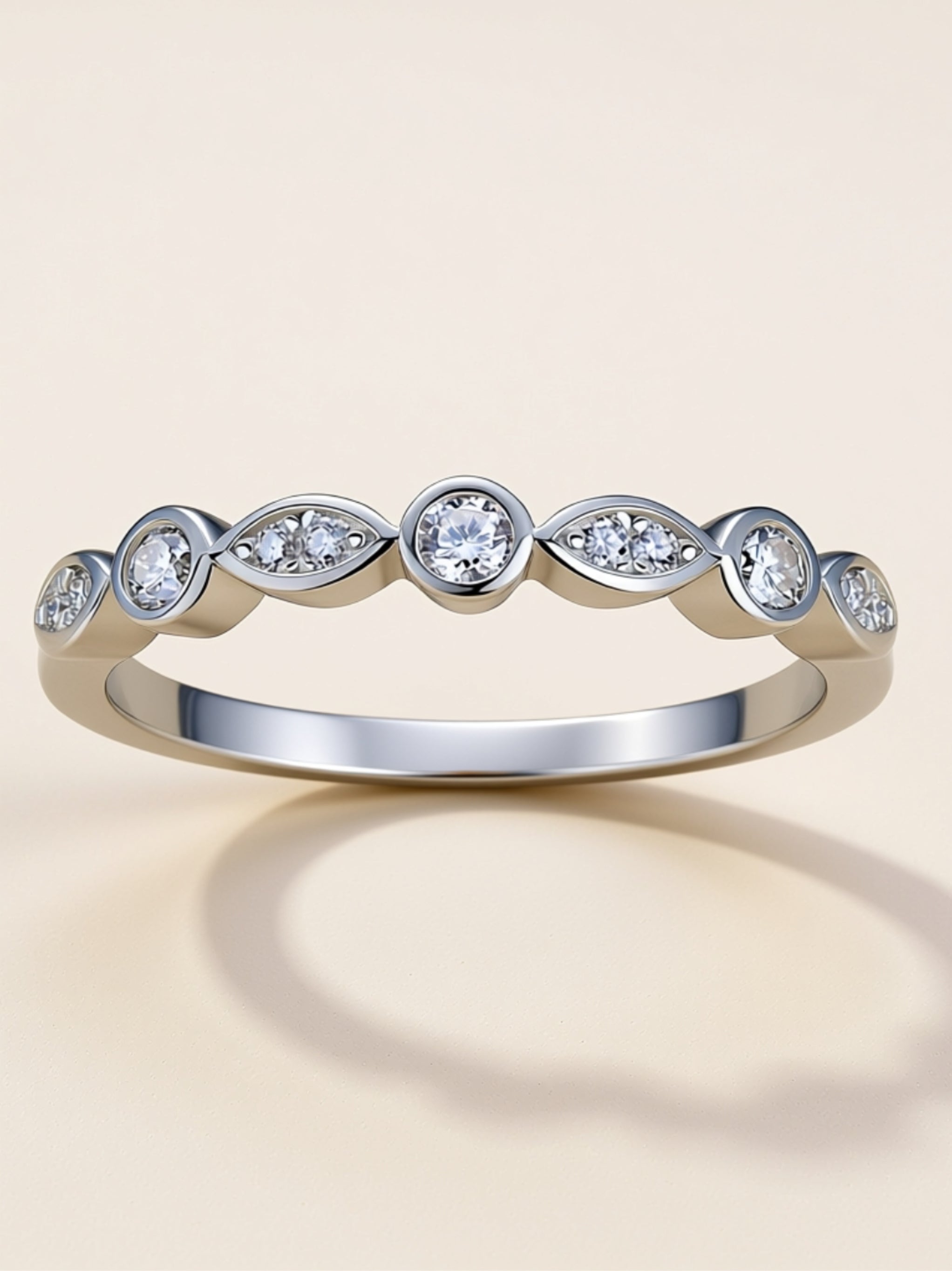 Vintage Marquise & Round Moissanite Band