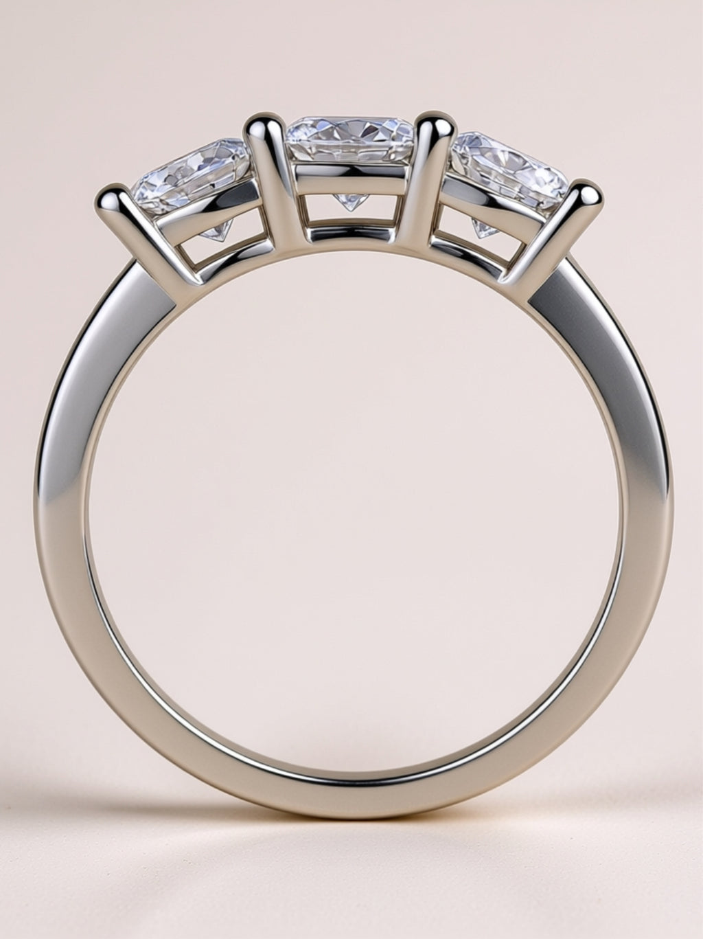 S925 Three‑Stone Moissanite Ring