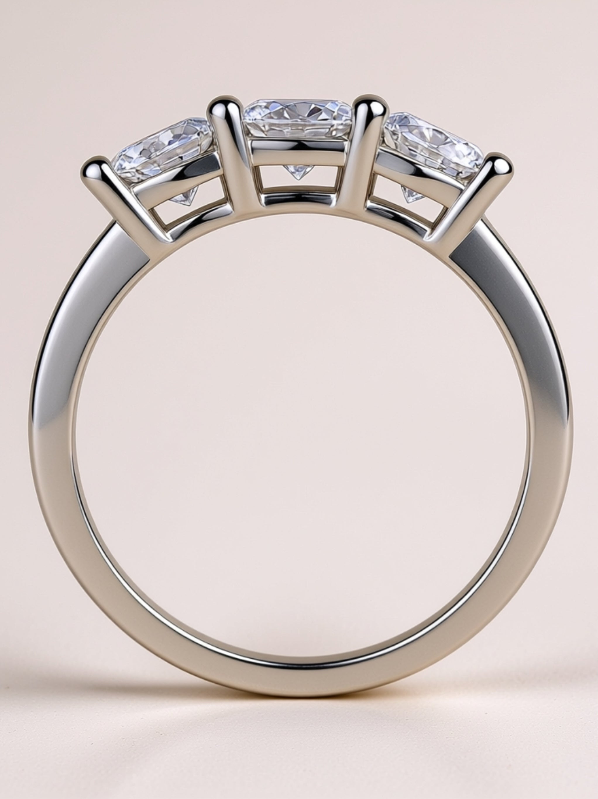 S925 Three‑Stone Moissanite Ring