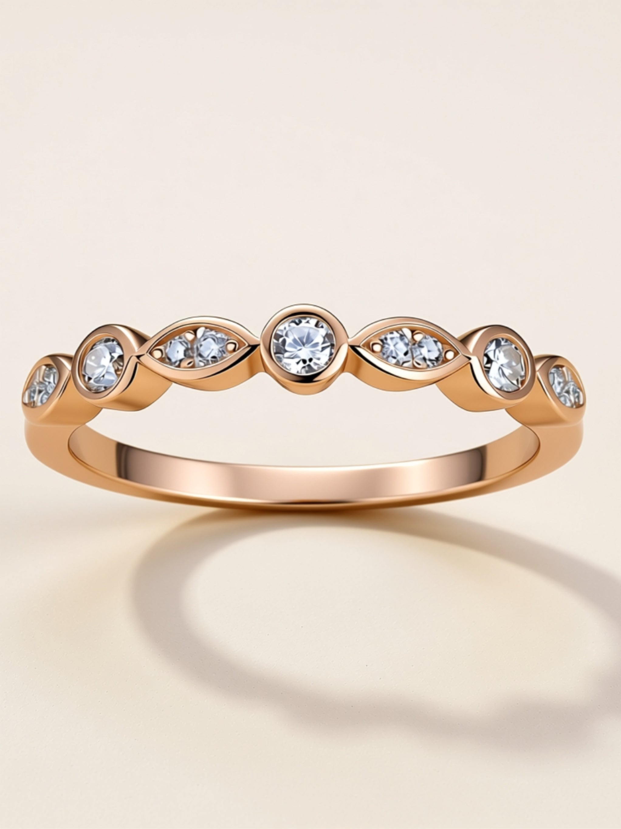 Vintage Marquise & Round Moissanite Band