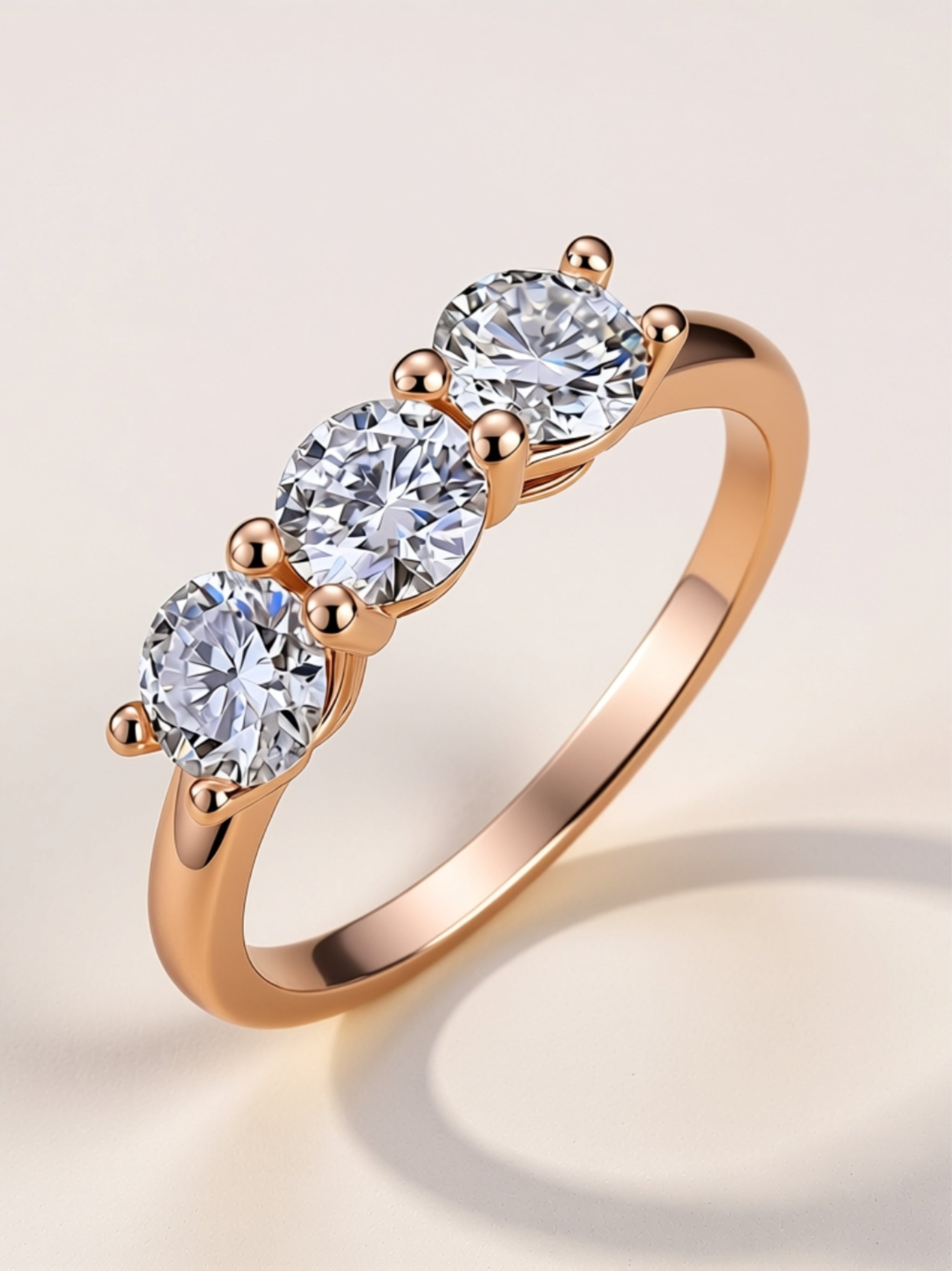S925 Three‑Stone Moissanite Ring