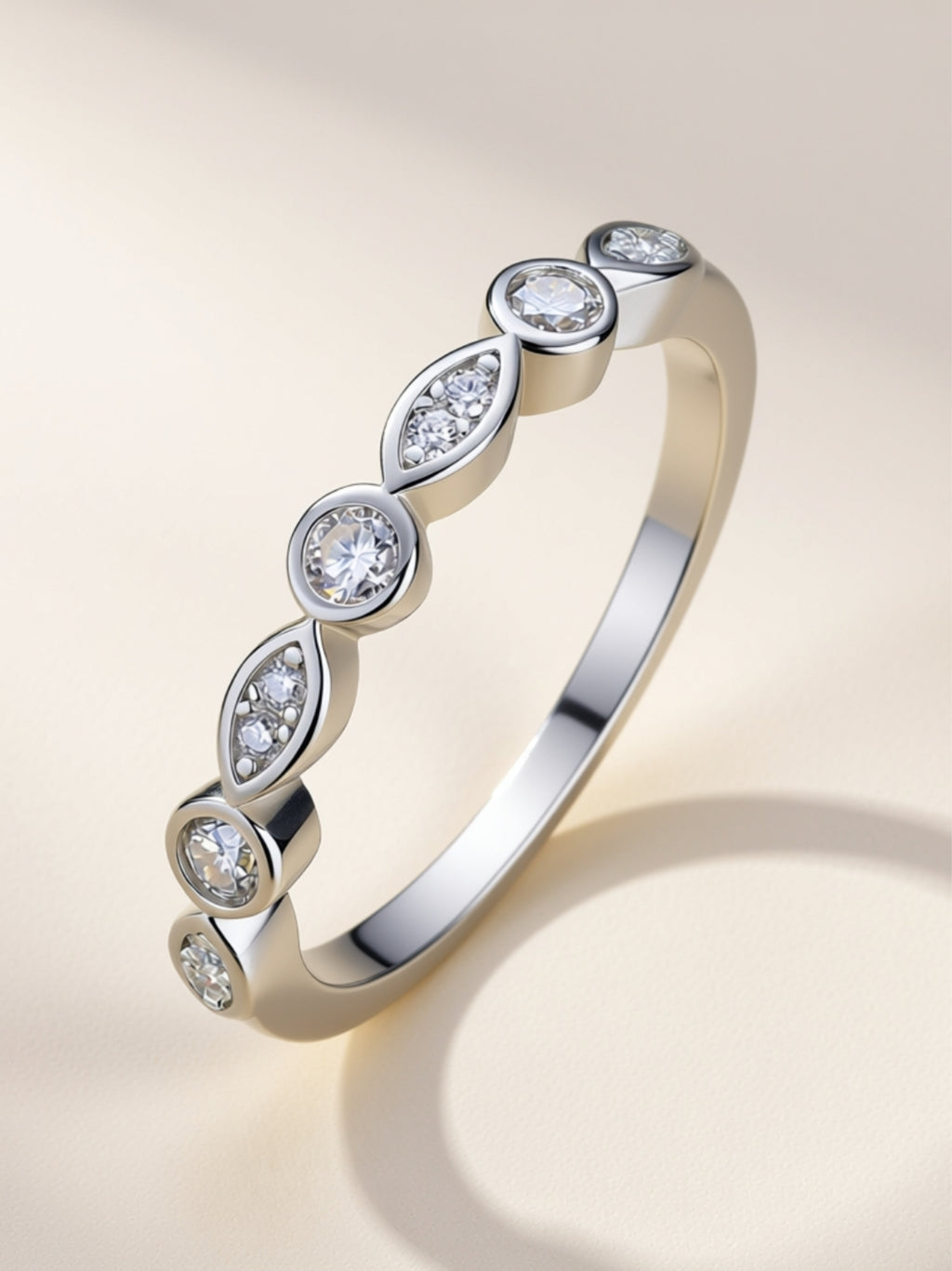 Vintage Marquise & Round Moissanite Band