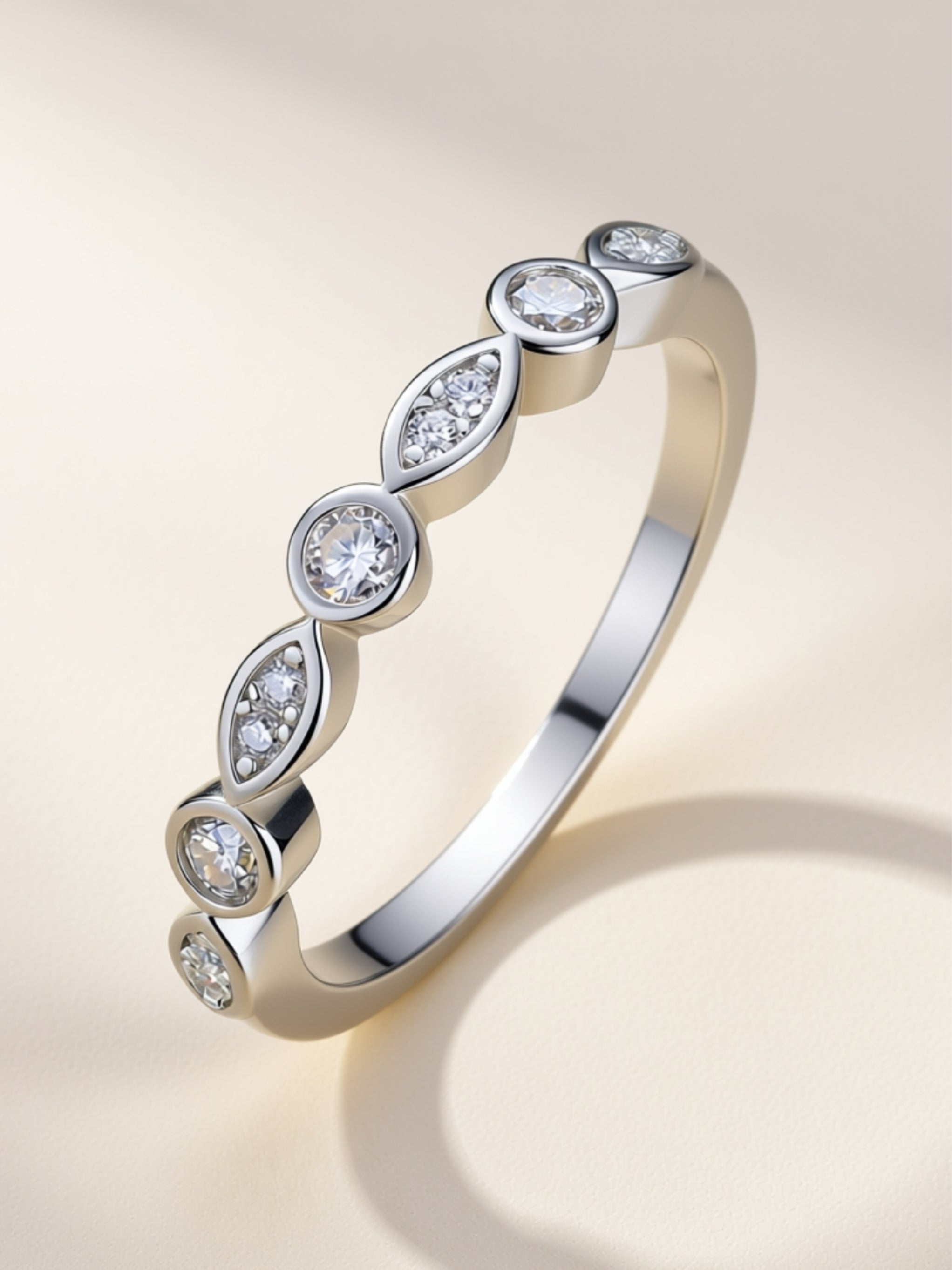 Vintage Marquise & Round Moissanite Band