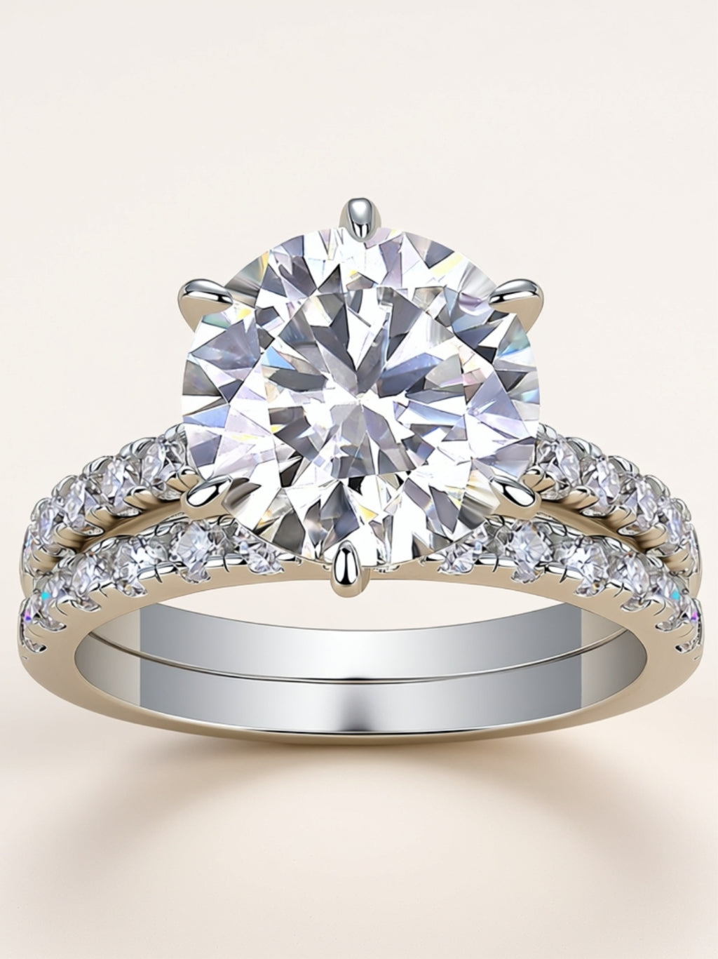 5 Carat Moissanite Engagement Ring Set