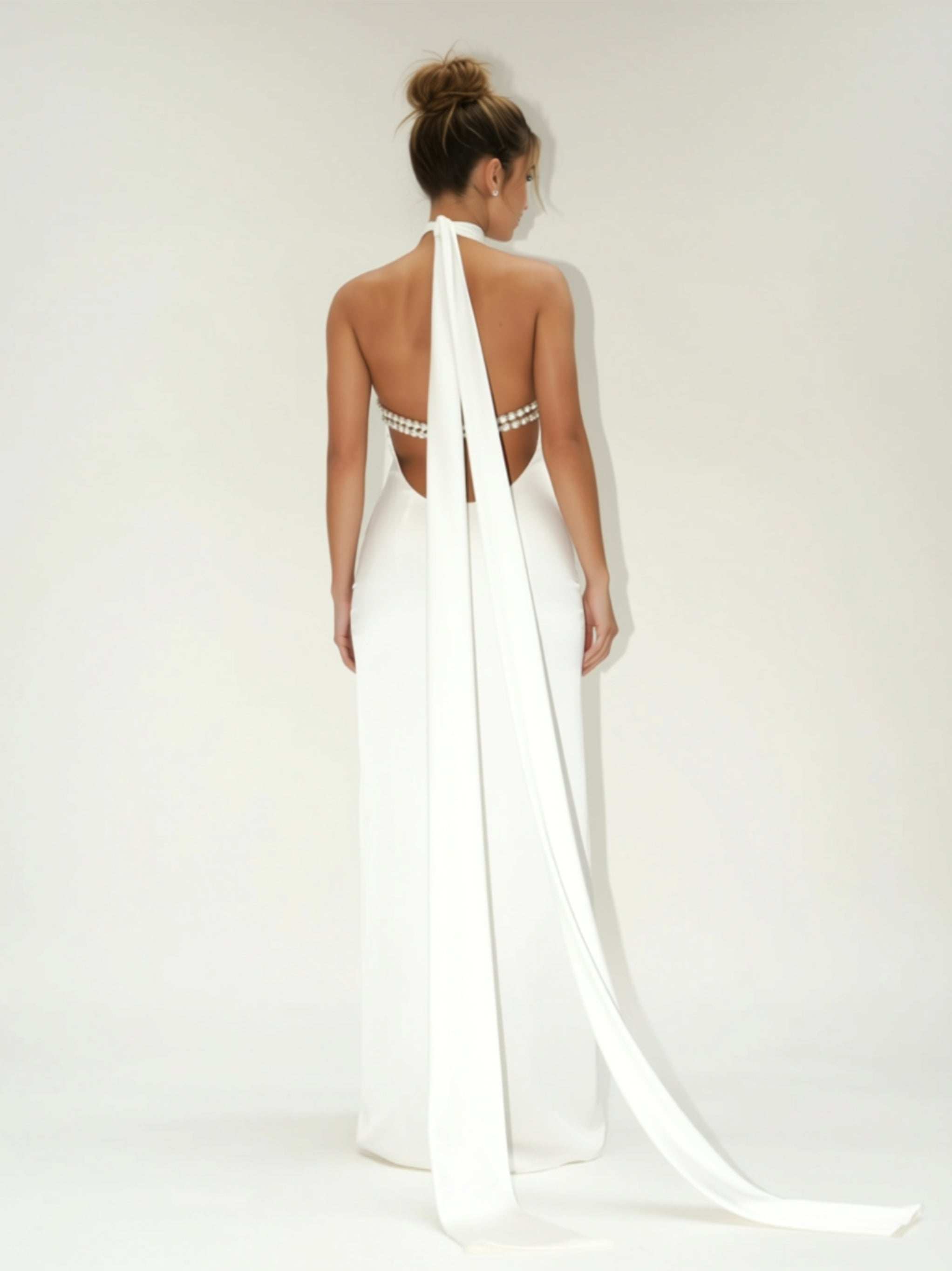 Halter Neck Backless Maxi Gown