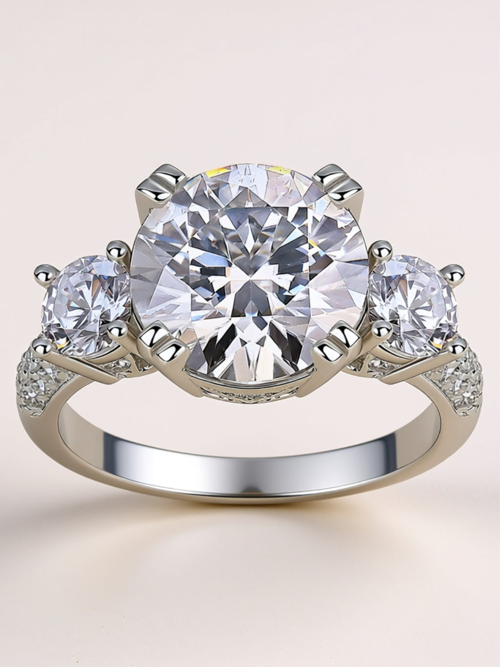 5 Carat Three‑Stone Moissanite Engagement Ring