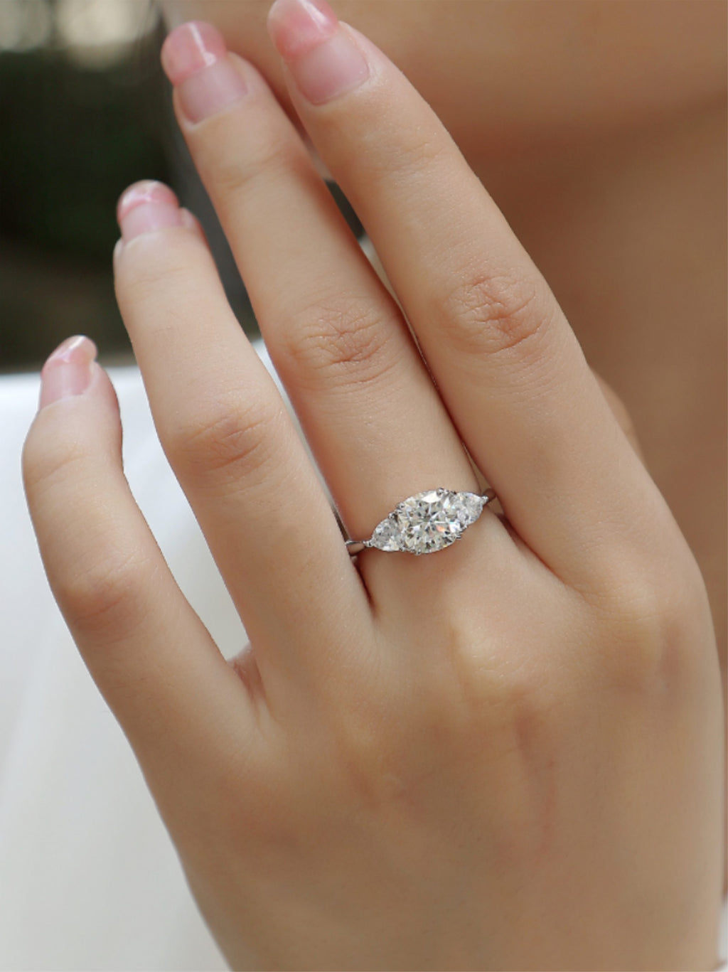 Pillow‑Cut Moissanite Three‑Stone Engagement Ring